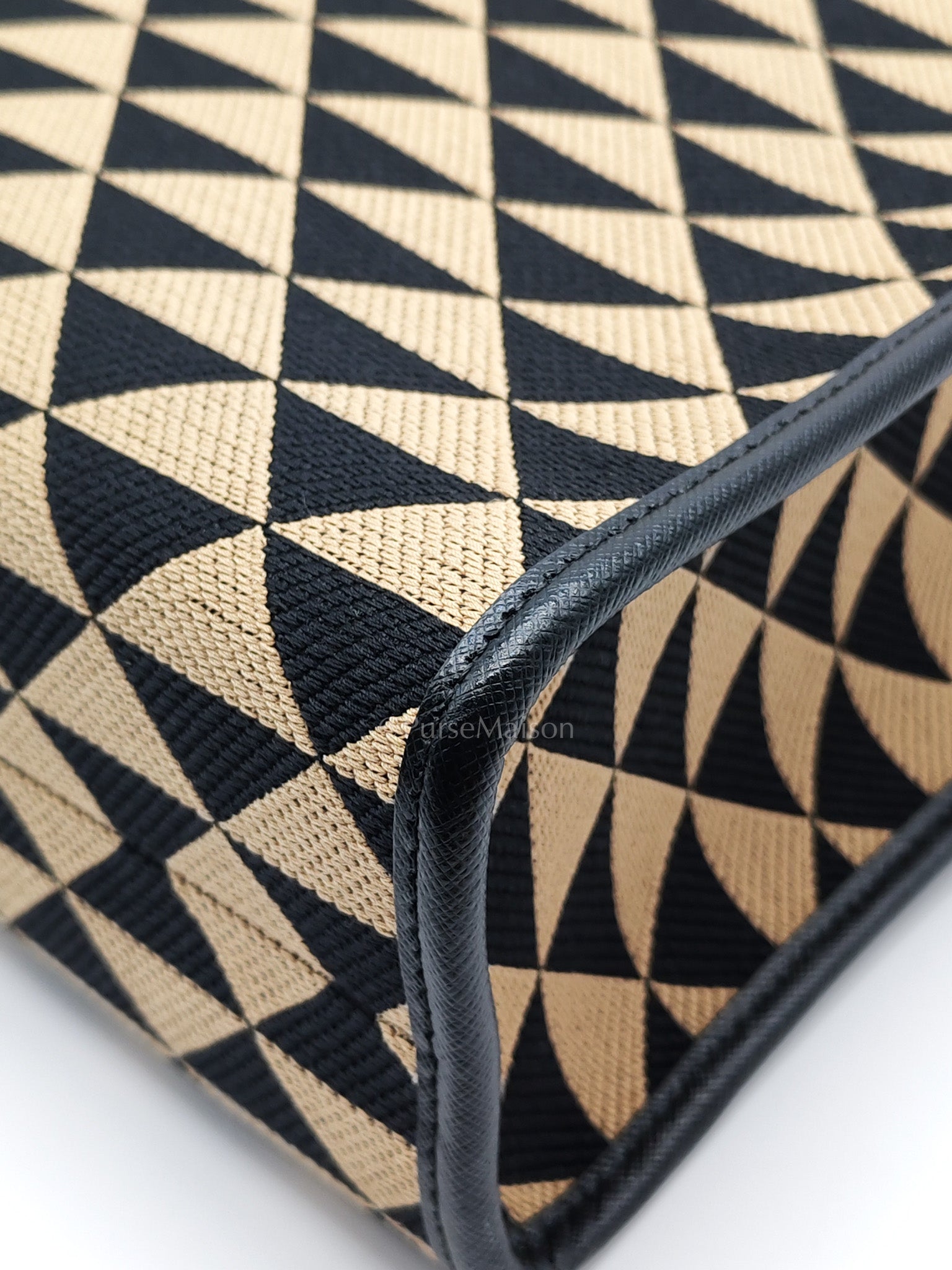 1BA356 Jacquard Triangolo Symbole Canvas Tote Bag | Purse Maison Luxury Bags Shop