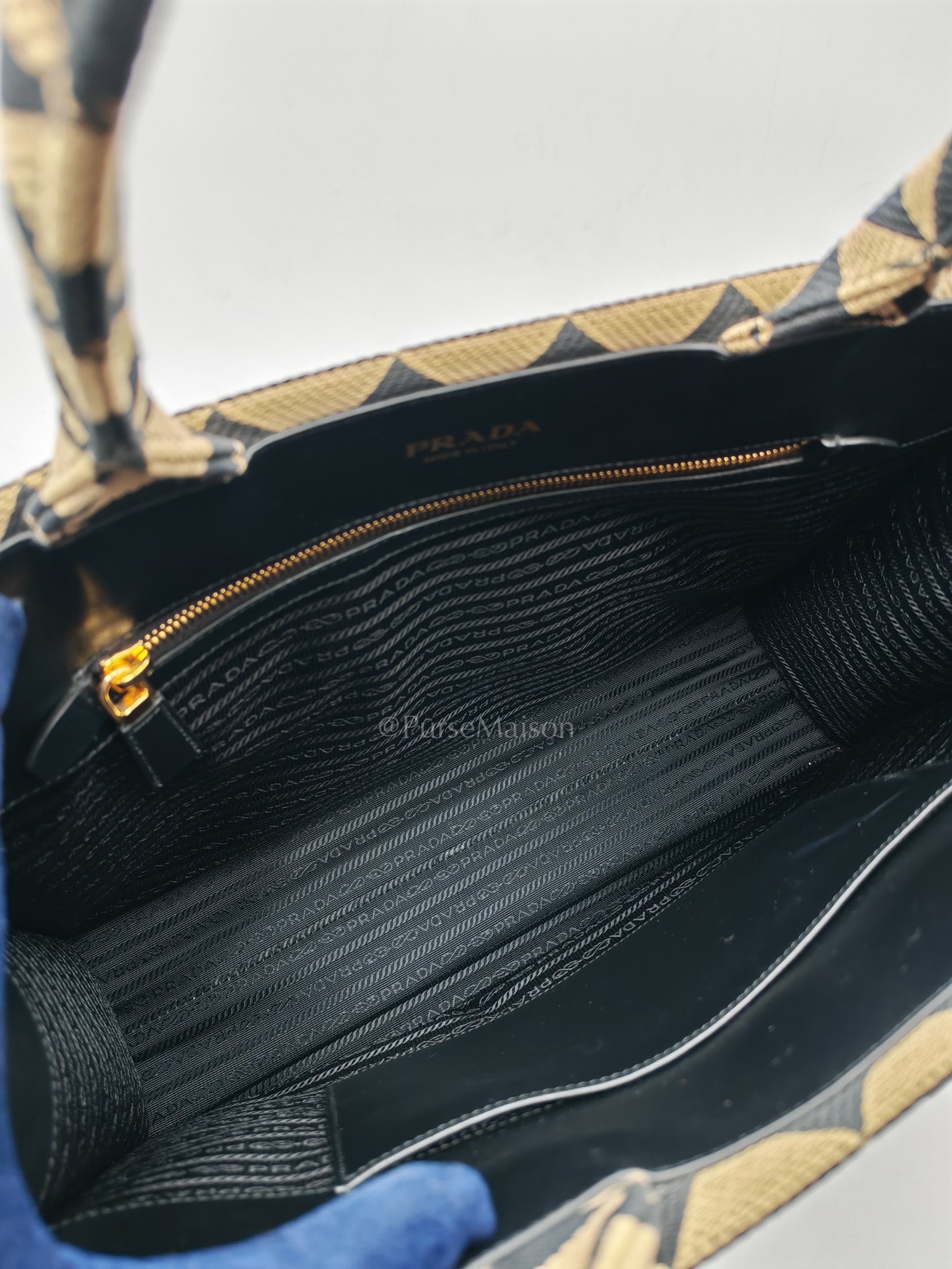 1BA356 Jacquard Triangolo Symbole Canvas Tote Bag | Purse Maison Luxury Bags Shop