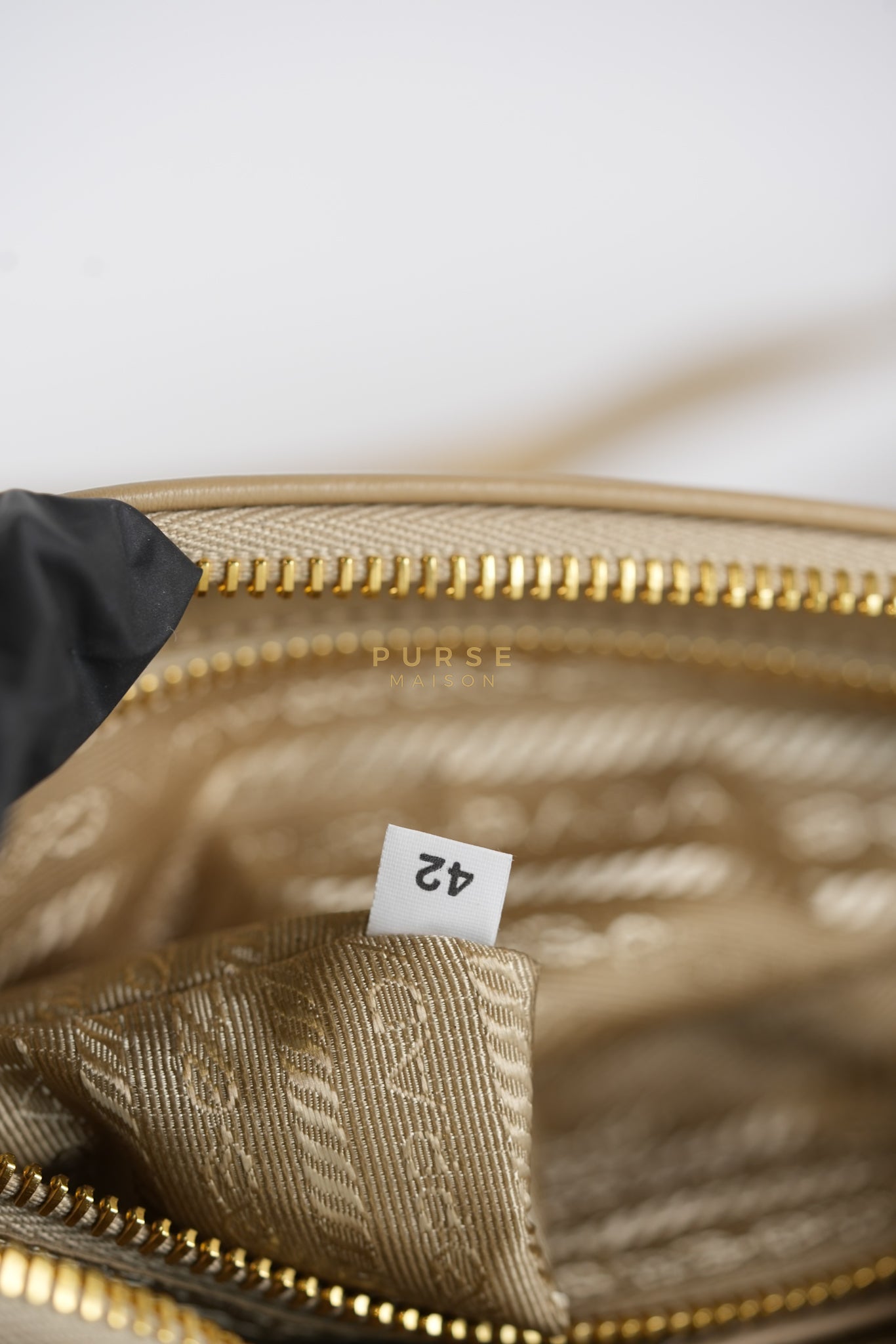 1BC234 Re-nylon and Leather Shoulder Bag in Camel | Purse Maison Luxury Bags Shop