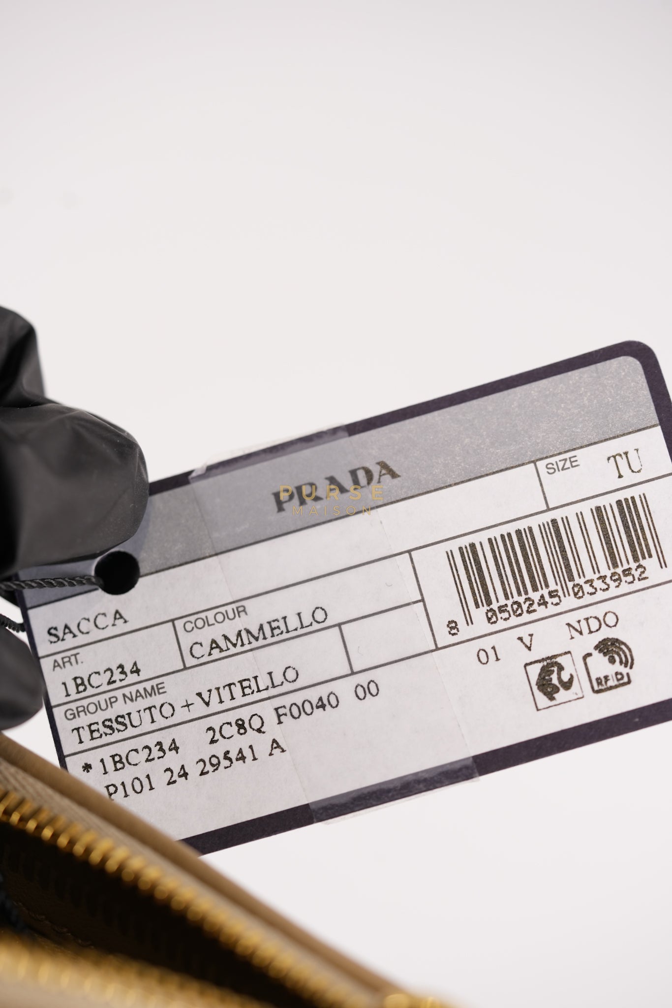 1BC234 Re-nylon and Leather Shoulder Bag in Camel | Purse Maison Luxury Bags Shop