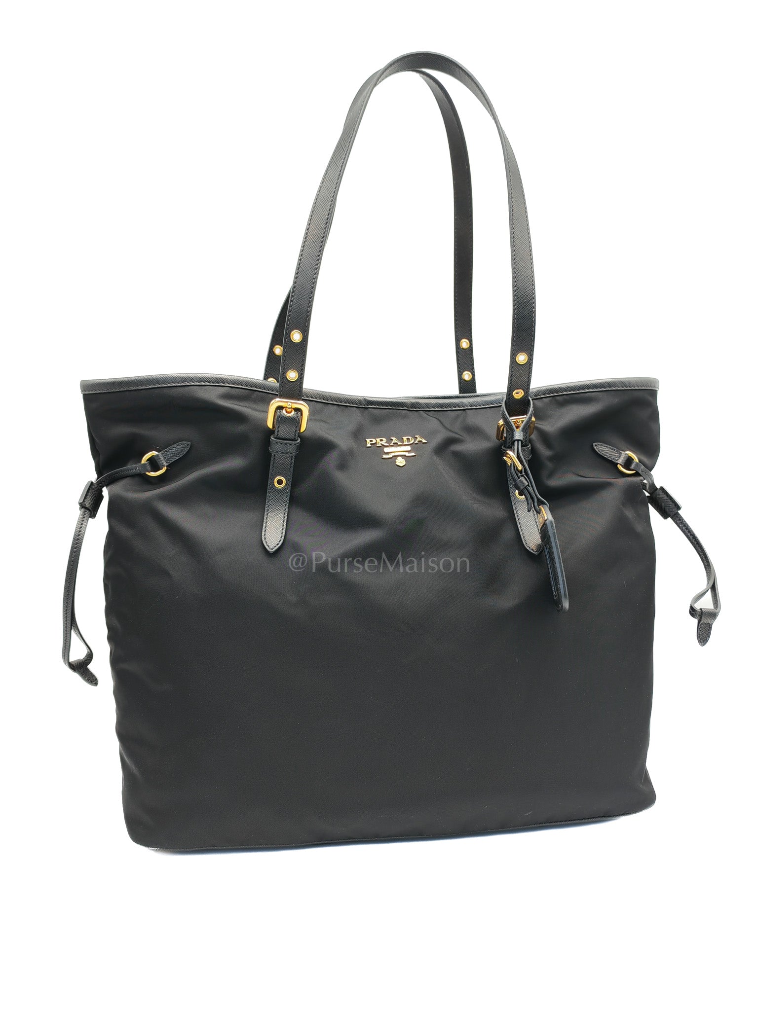 1BG997 Black Tessuto Nylon and Saffiano Leather Tote Bag | Purse Maison Luxury Bags Shop