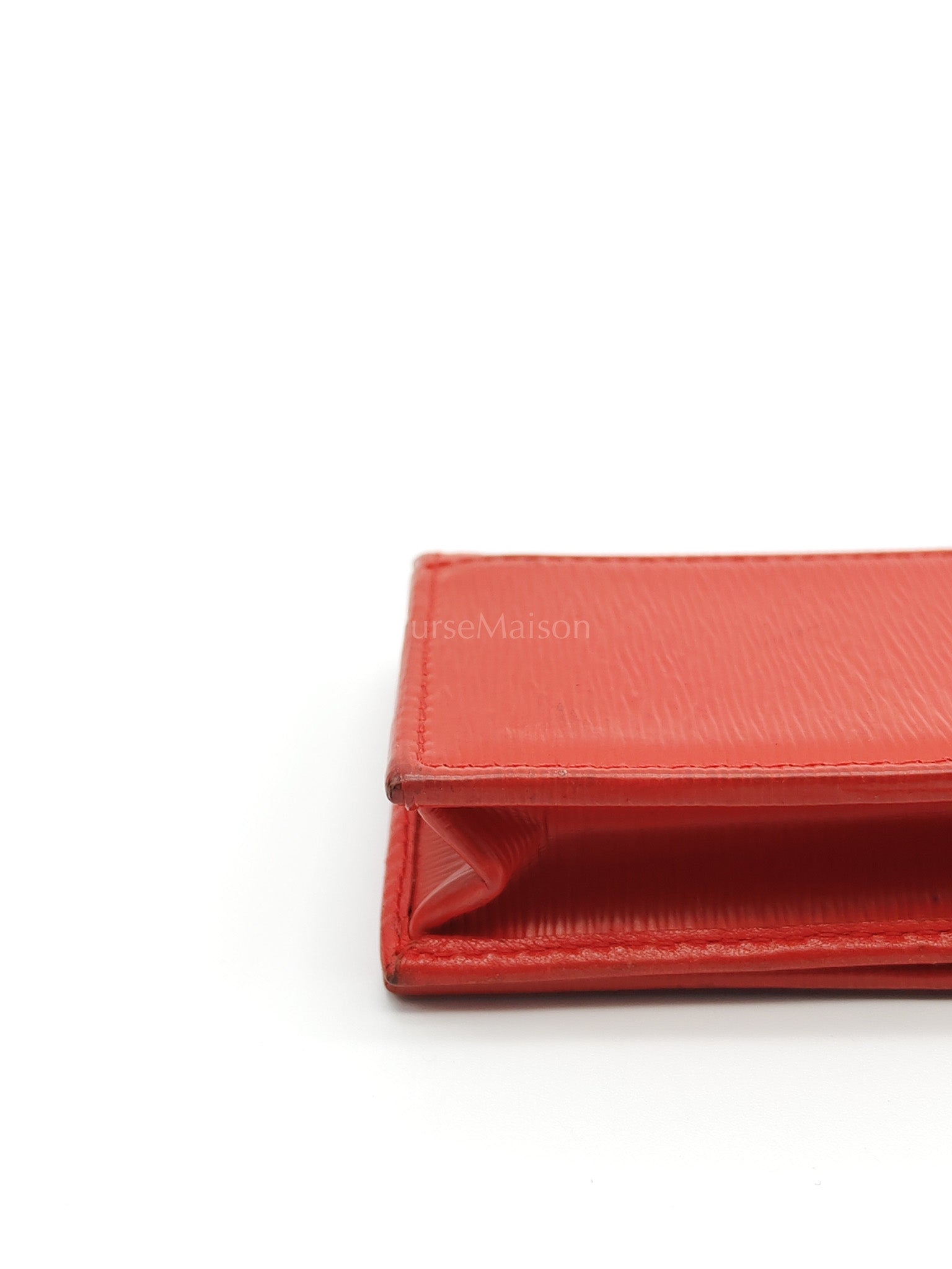 1MC122 Card Holder in Red Vitello Move Leather | Purse Maison Luxury Bags Shop