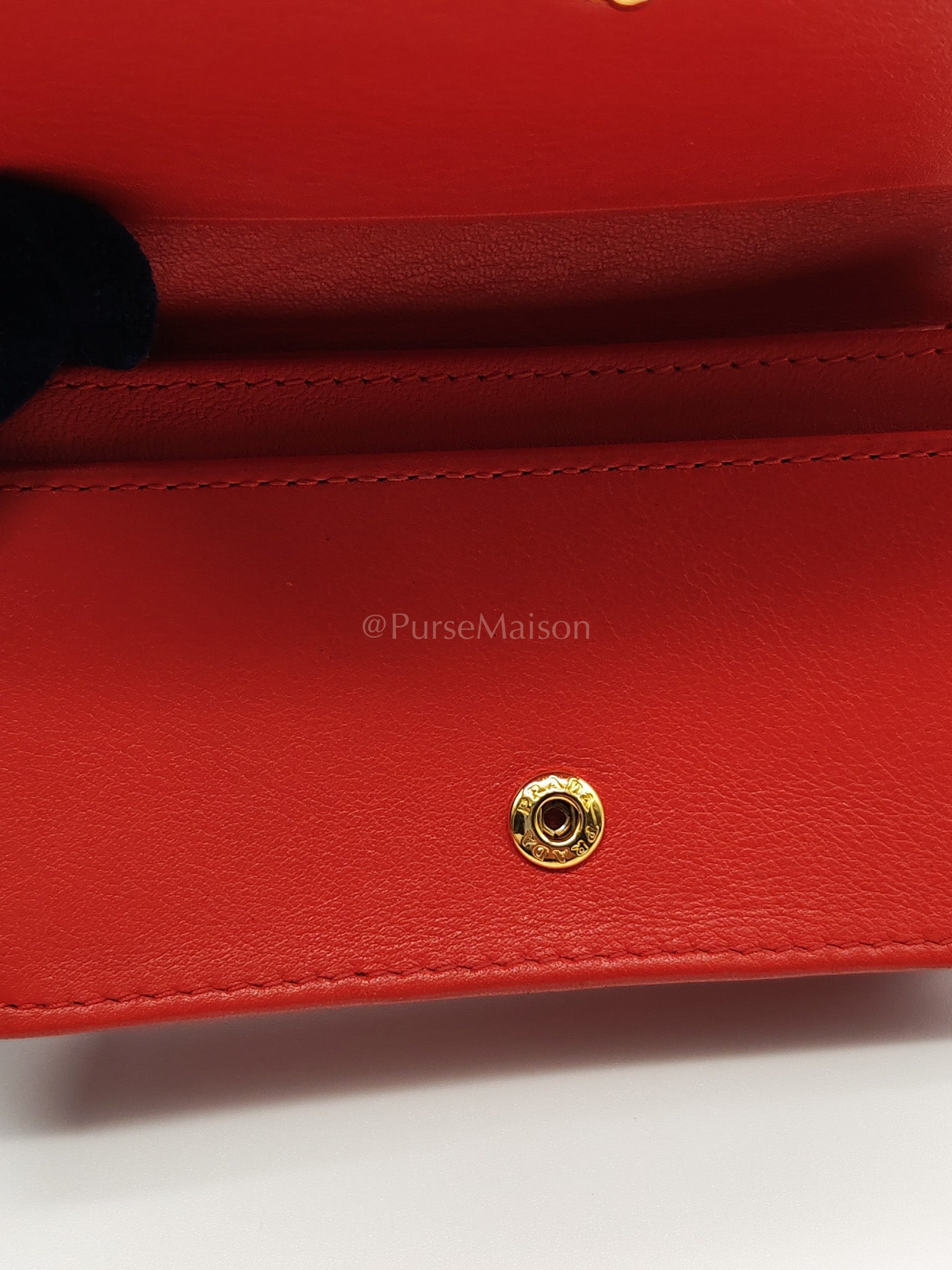 1MC122 Card Holder in Red Vitello Move Leather | Purse Maison Luxury Bags Shop