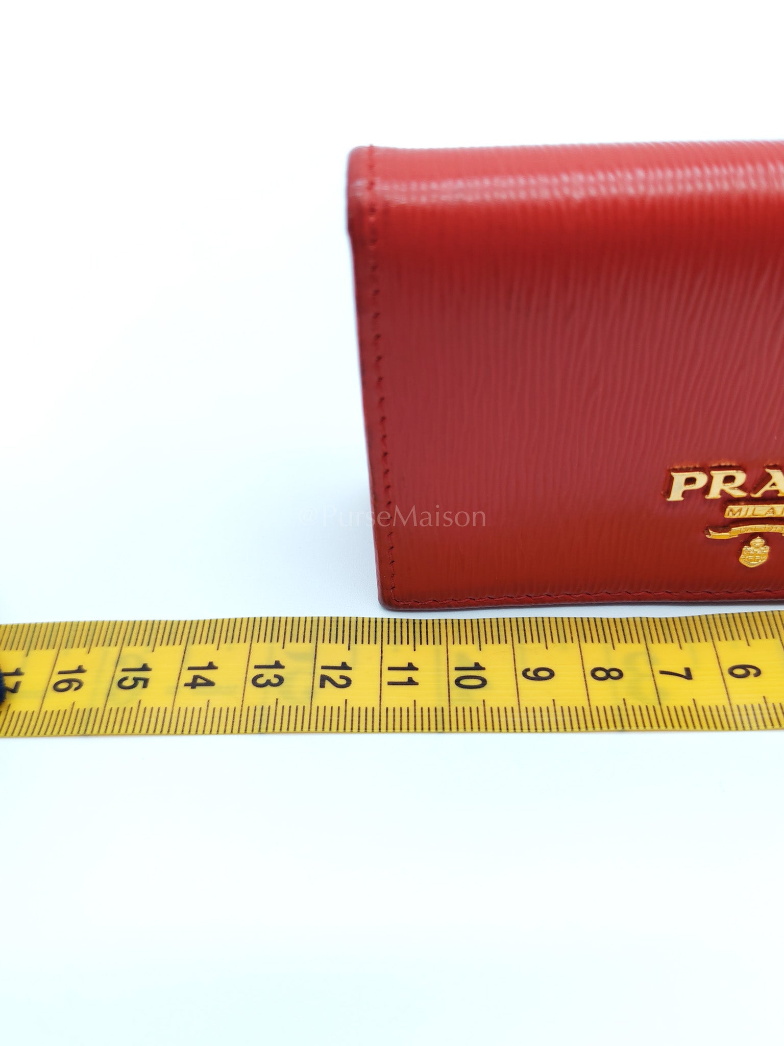 1MC122 Card Holder in Red Vitello Move Leather | Purse Maison Luxury Bags Shop