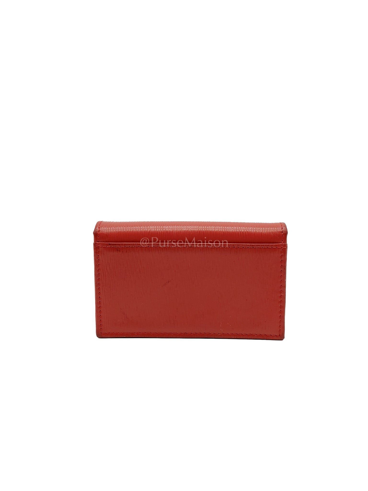 1MC122 Card Holder in Red Vitello Move Leather | Purse Maison Luxury Bags Shop
