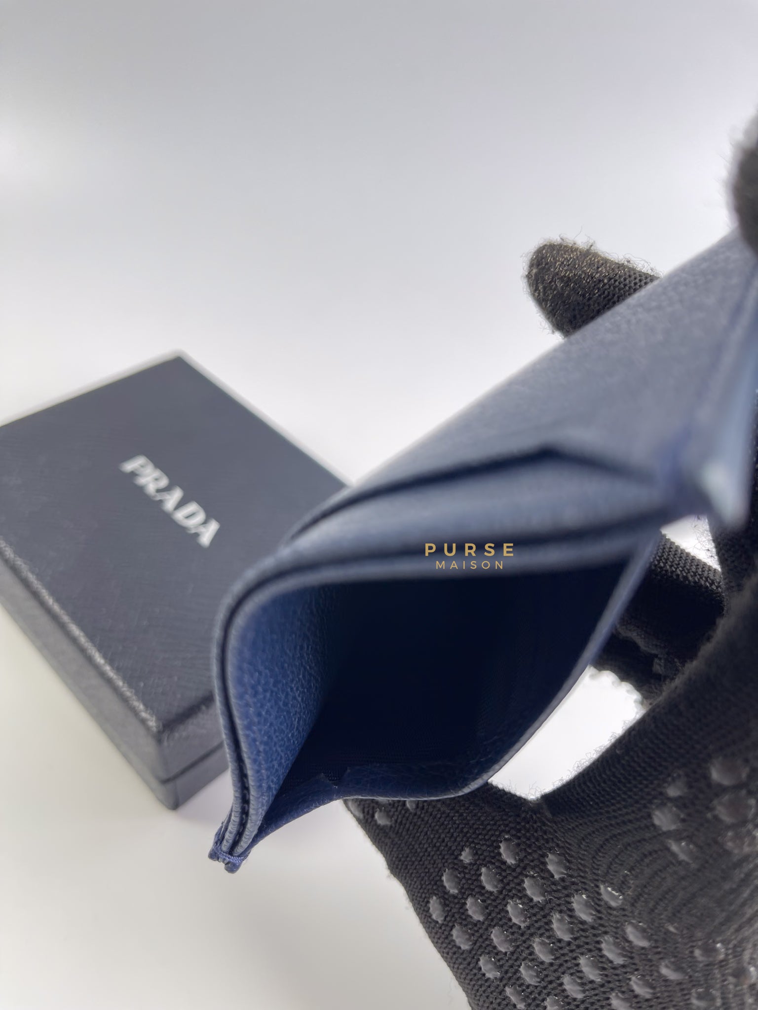 1MC208 Portacarte Card Holder (Navy Blue) | Purse Maison Luxury Bags Shop