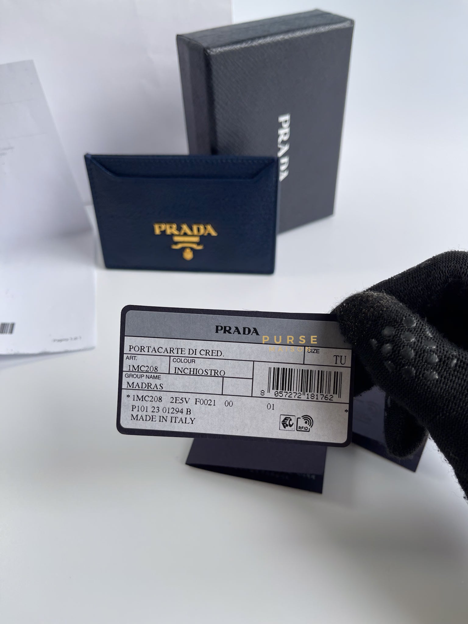 1MC208 Portacarte Card Holder (Navy Blue) | Purse Maison Luxury Bags Shop