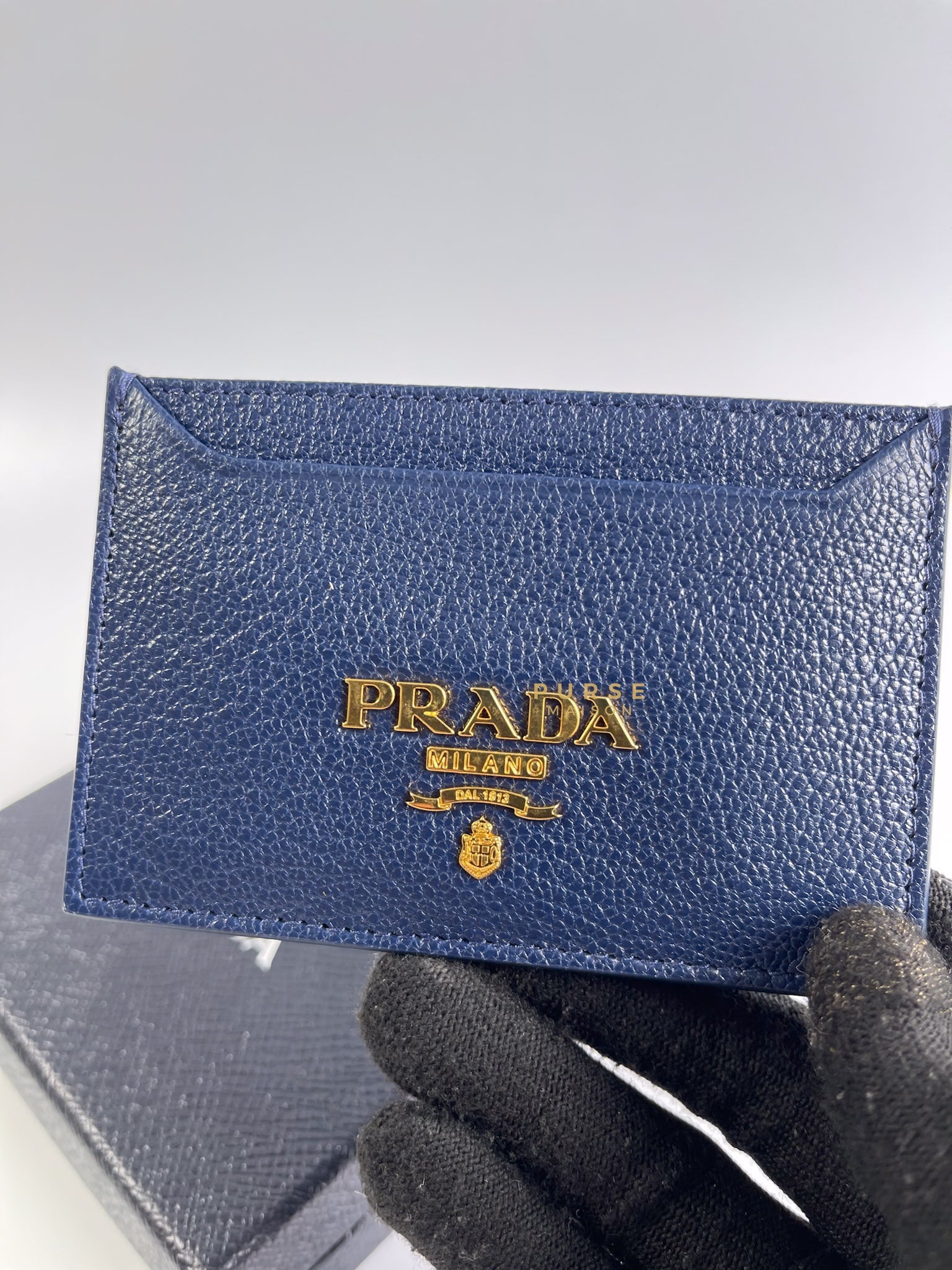 1MC208 Portacarte Card Holder (Navy Blue) | Purse Maison Luxury Bags Shop