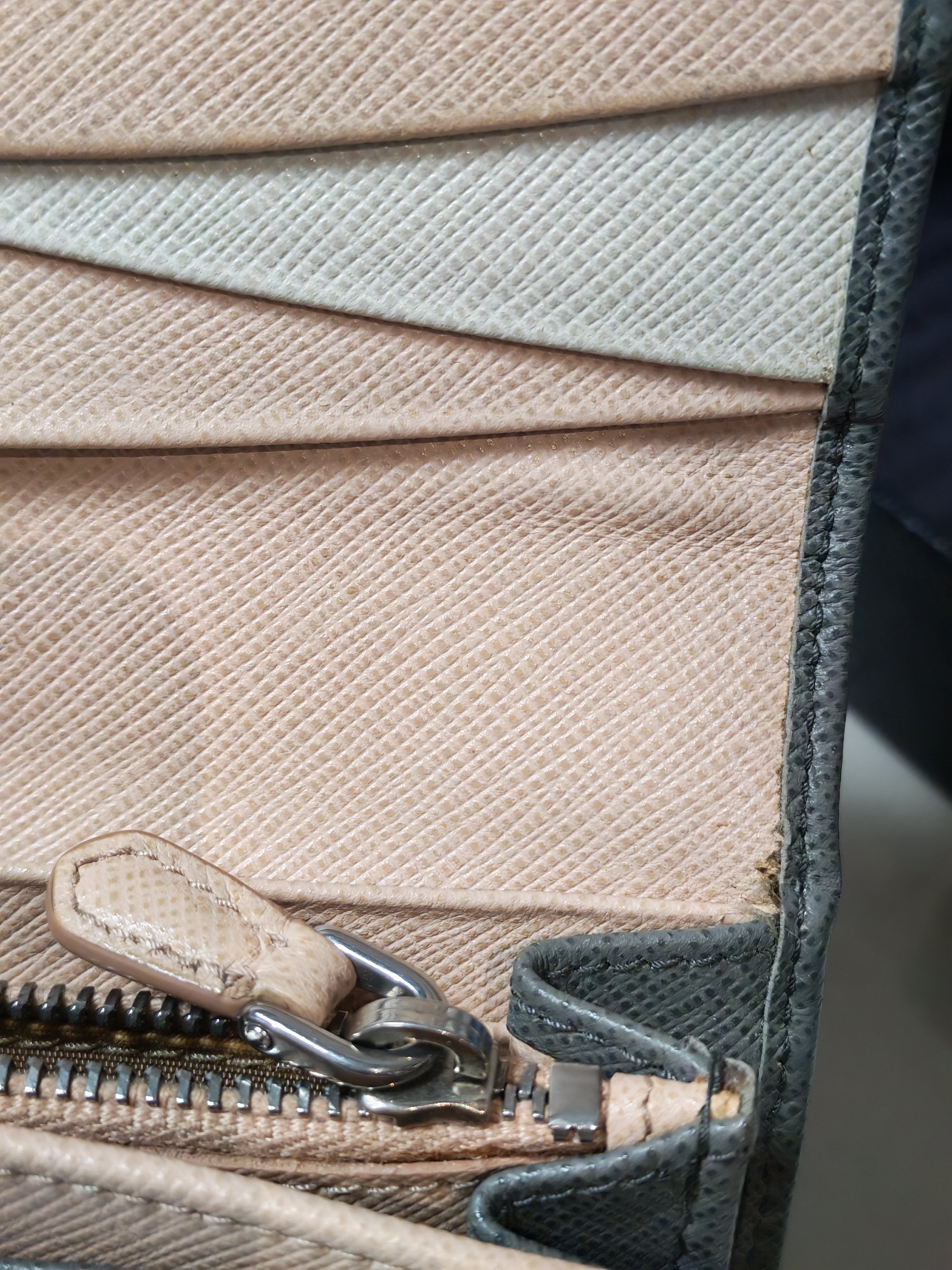 1MH132 Saffiano Leather Flap Long Wallet in Gray | Purse Maison Luxury Bags Shop