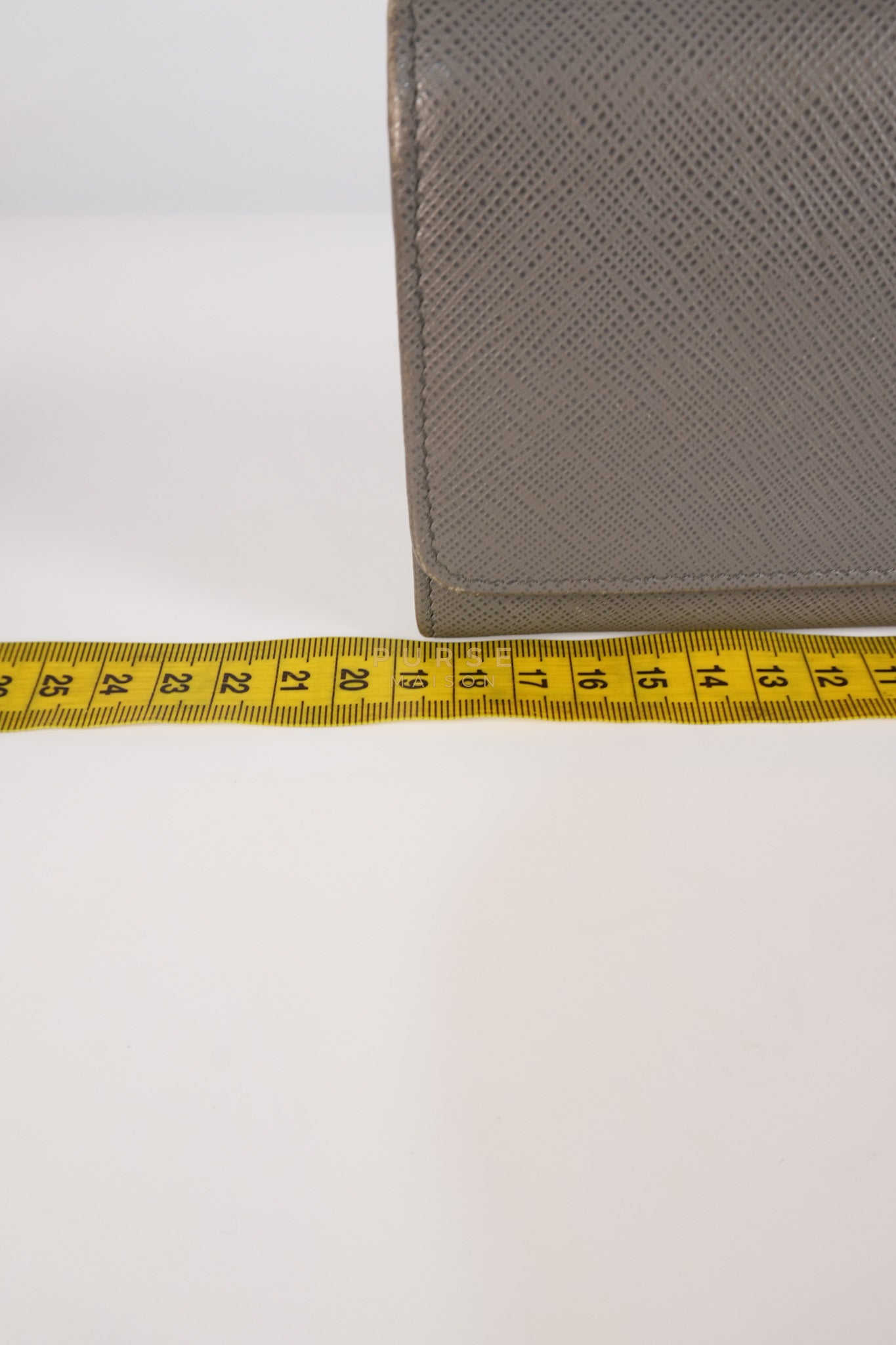 1MH132 Saffiano Leather Flap Long Wallet in Gray | Purse Maison Luxury Bags Shop