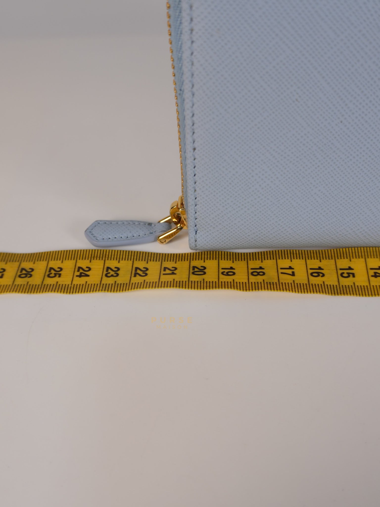 1ML506 Light Blue Saffiano Leather Long Zip Wallet | Purse Maison Luxury Bags Shop