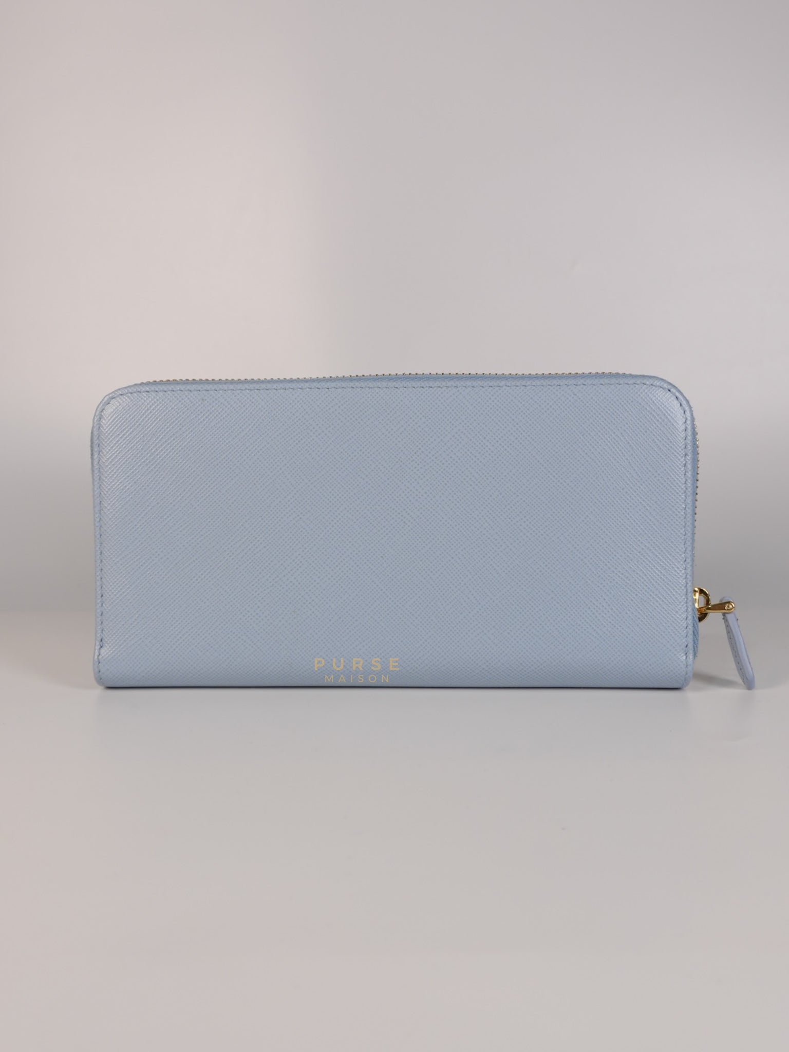 1ML506 Light Blue Saffiano Leather Long Zip Wallet | Purse Maison Luxury Bags Shop