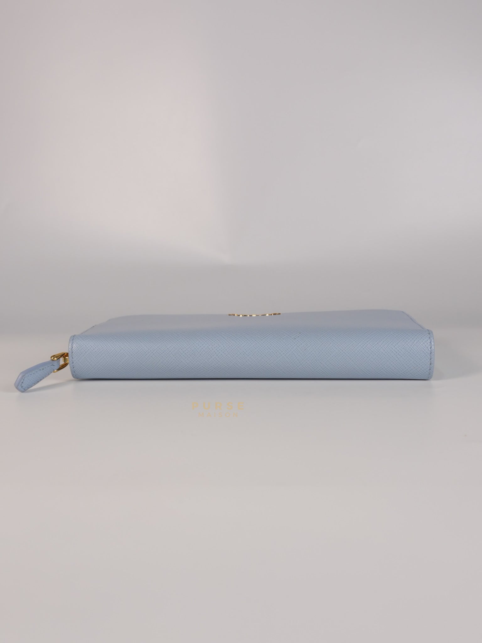 1ML506 Light Blue Saffiano Leather Long Zip Wallet | Purse Maison Luxury Bags Shop