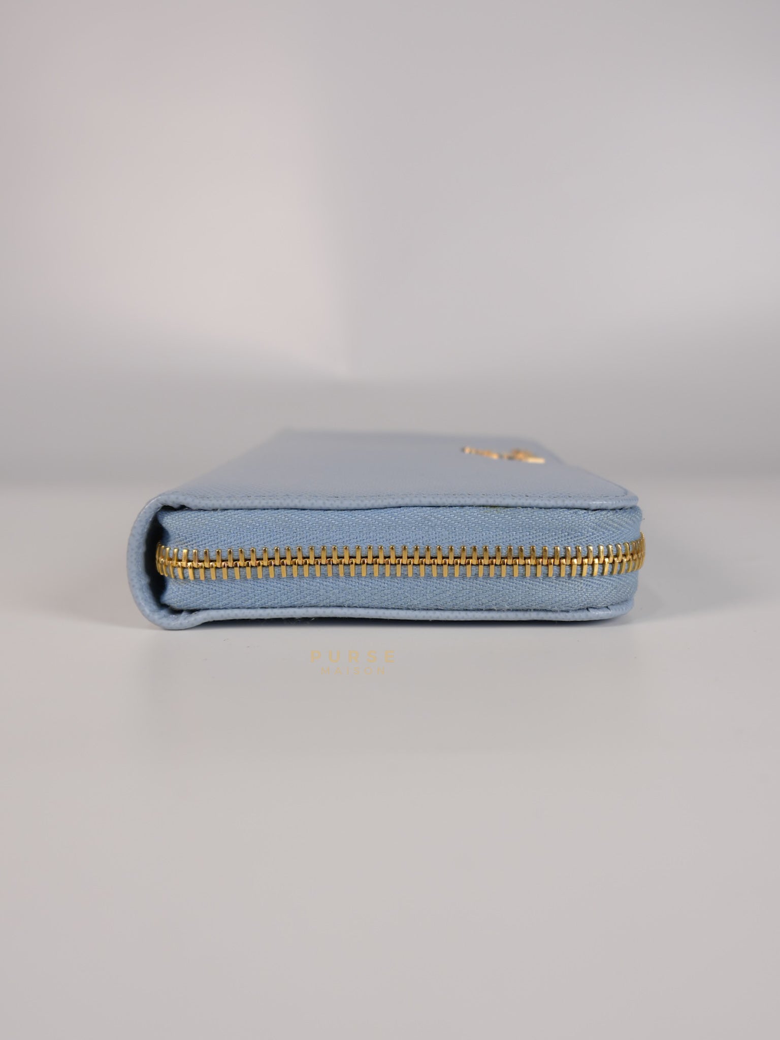 1ML506 Light Blue Saffiano Leather Long Zip Wallet | Purse Maison Luxury Bags Shop