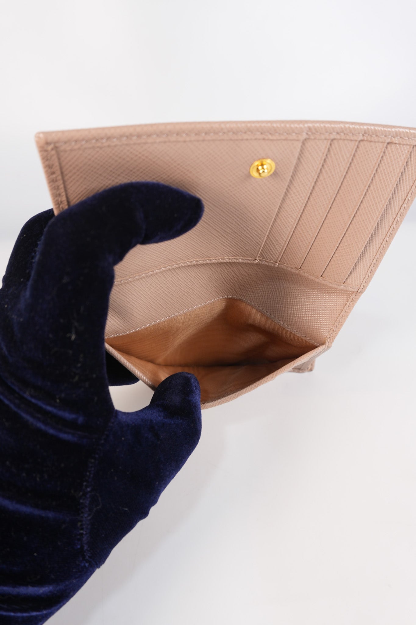 1MV020 Card Holder in Cipria/Beige Saffiano Leather | Purse Maison Luxury Bags Shop