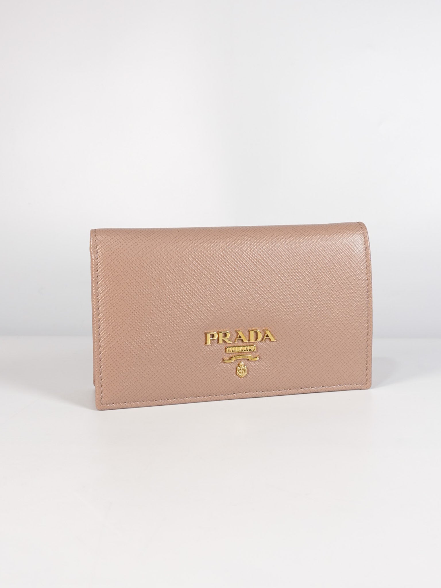 1MV020 Card Holder in Cipria/Beige Saffiano Leather | Purse Maison Luxury Bags Shop