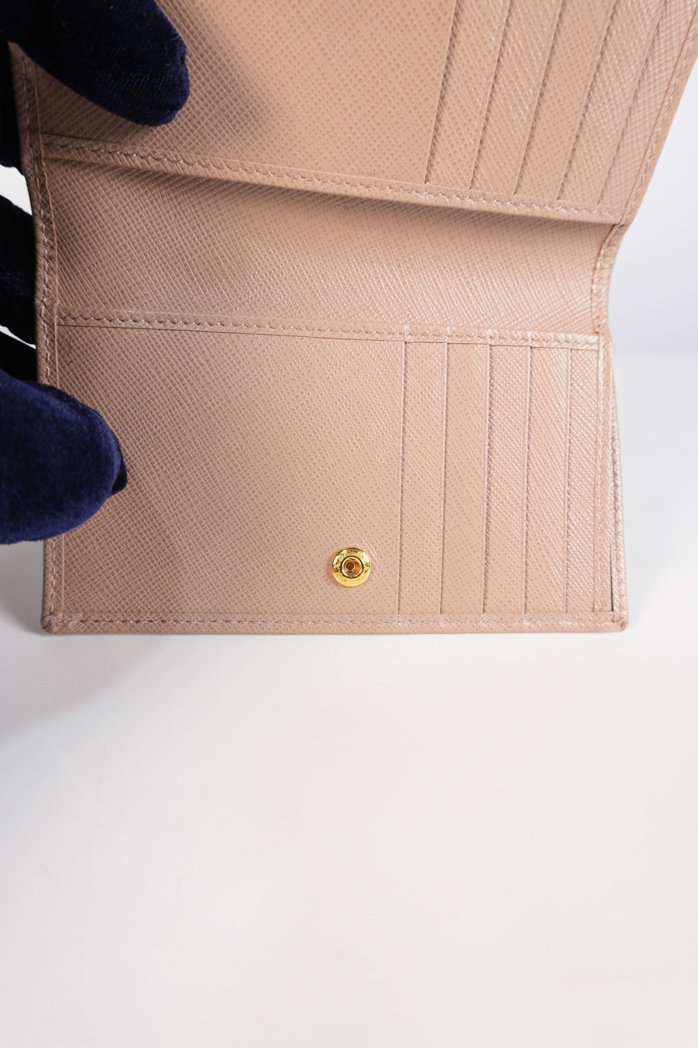 1MV020 Card Holder in Cipria/Beige Saffiano Leather | Purse Maison Luxury Bags Shop