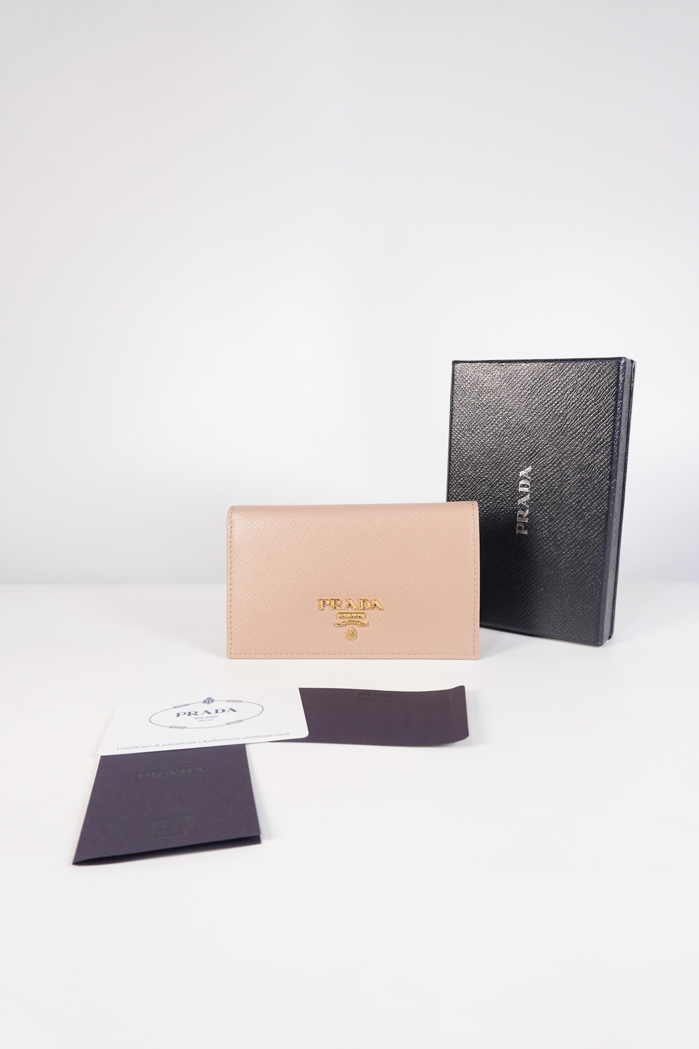 1MV020 Card Holder in Cipria/Beige Saffiano Leather | Purse Maison Luxury Bags Shop