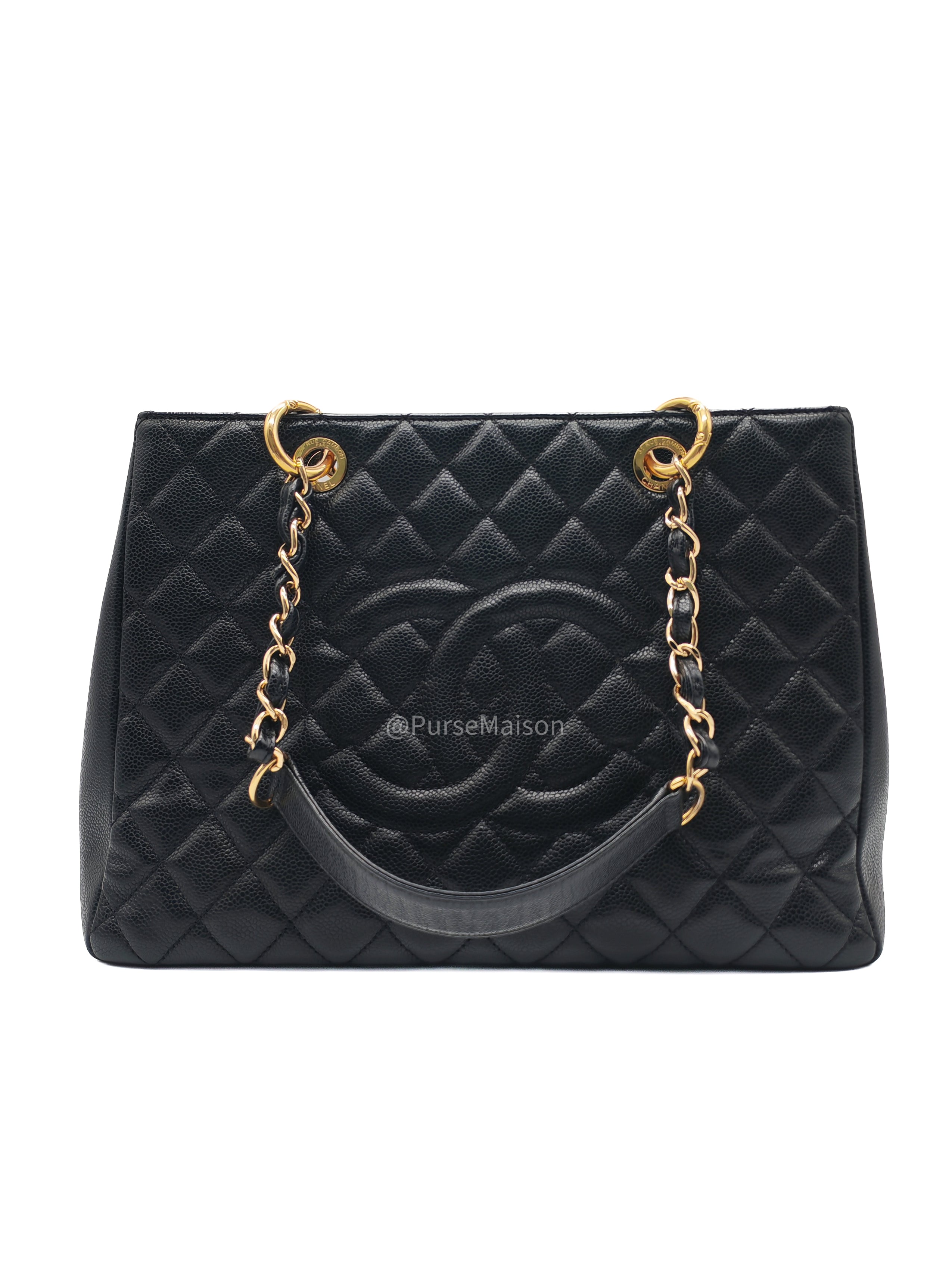 Chanel Grand Shopping Tote (GST) in Black Caviar Leather and Gold Hardware Series 20