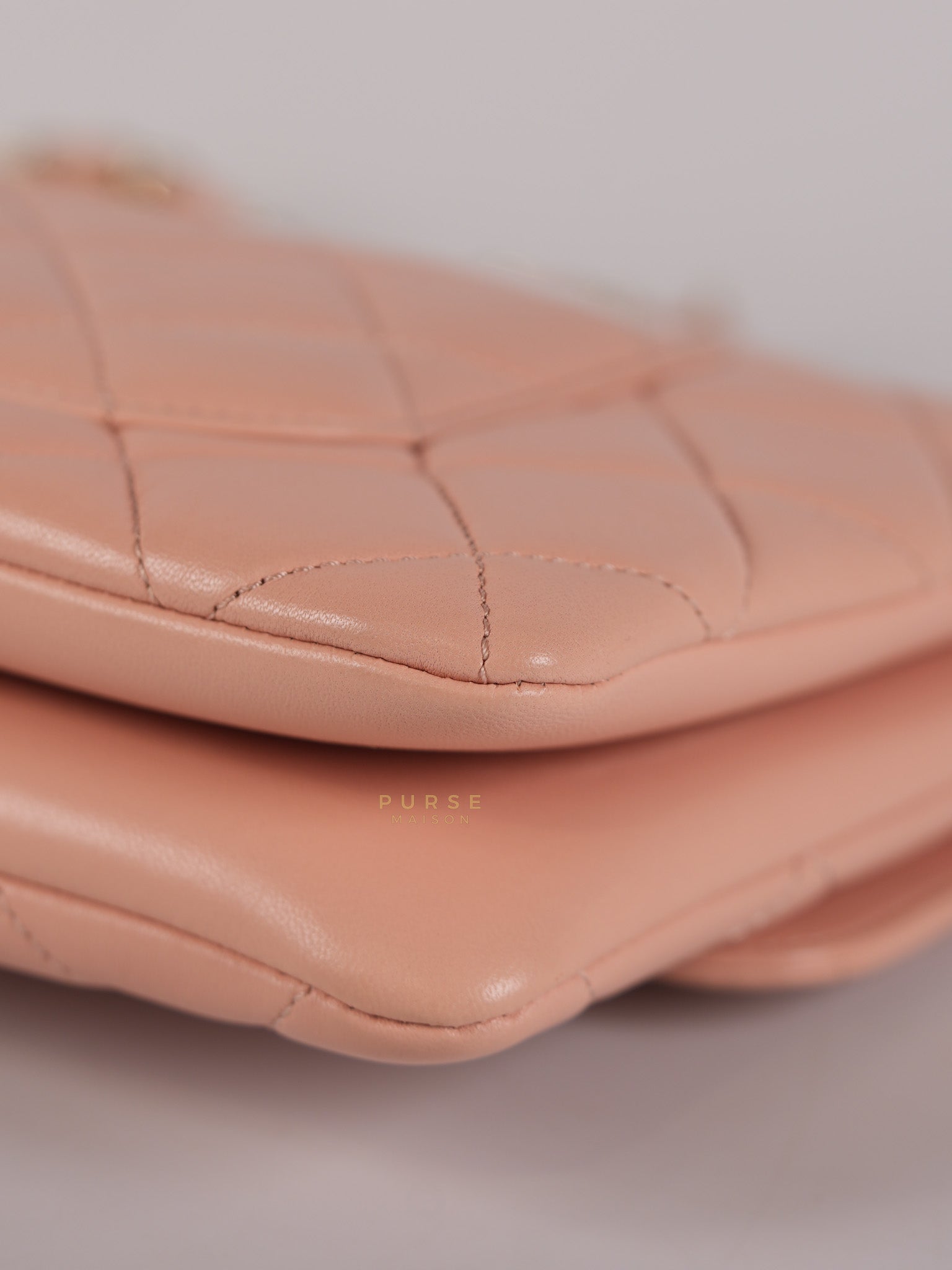 20P Trendy CC in Light Pink Quilted Calfskin Leather and Light Gold Hardware Series 29 | Purse Maison Luxury Bags Shop