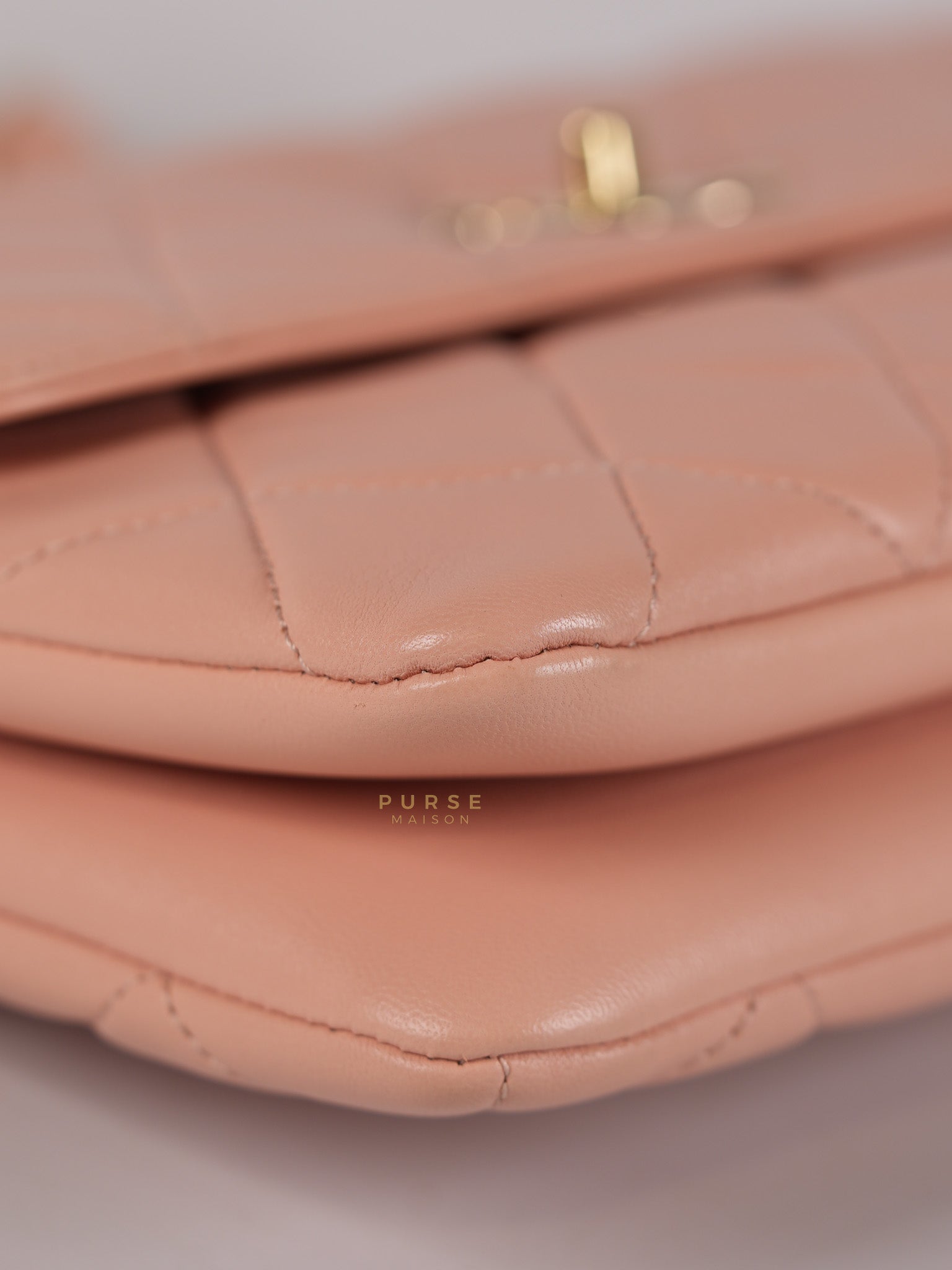 20P Trendy CC in Light Pink Quilted Calfskin Leather and Light Gold Hardware Series 29 | Purse Maison Luxury Bags Shop