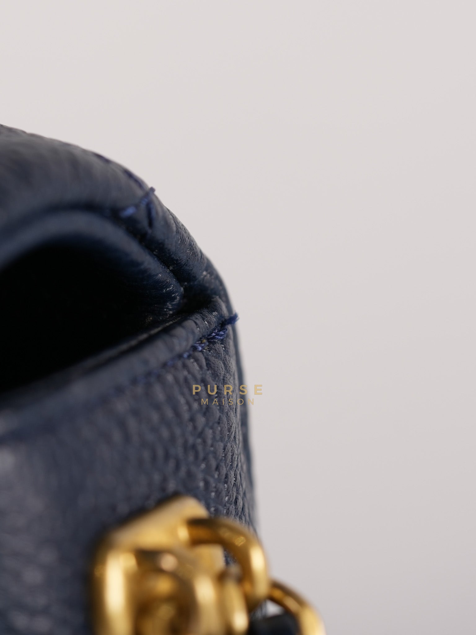 21A Chain Soul Flap in Navy Blue Quilted Caviar Leather and Aged Gold Hardware Microchip | Purse Maison Luxury Bags Shop