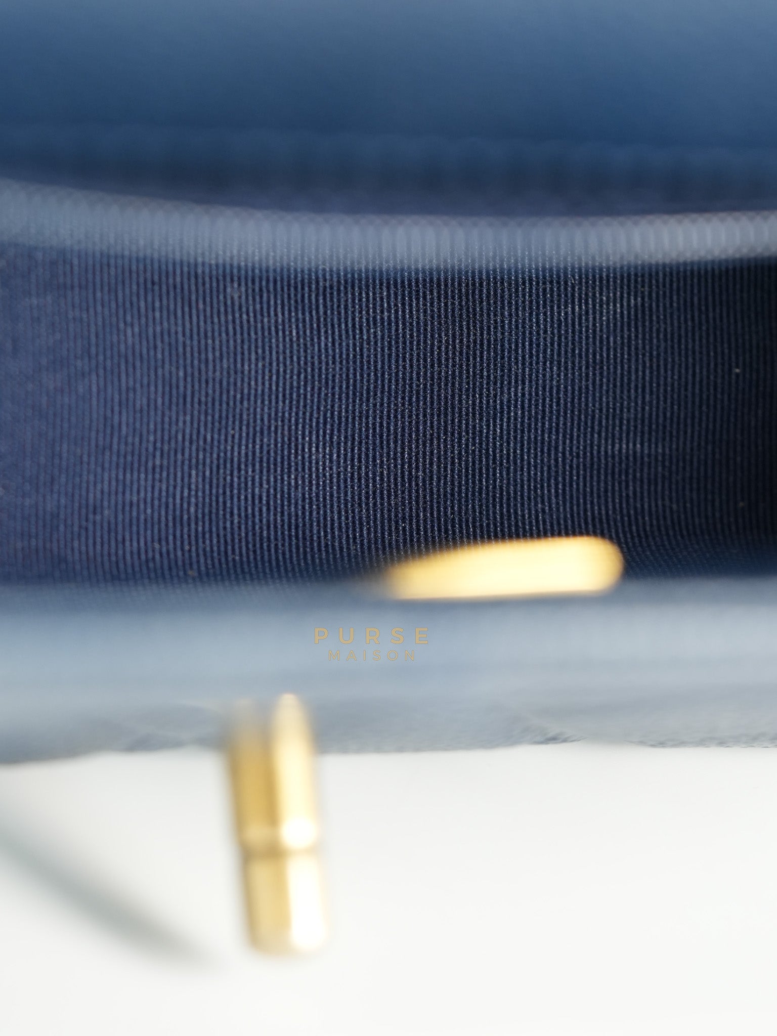 21A Chain Soul Flap in Navy Blue Quilted Caviar Leather and Aged Gold Hardware Microchip | Purse Maison Luxury Bags Shop