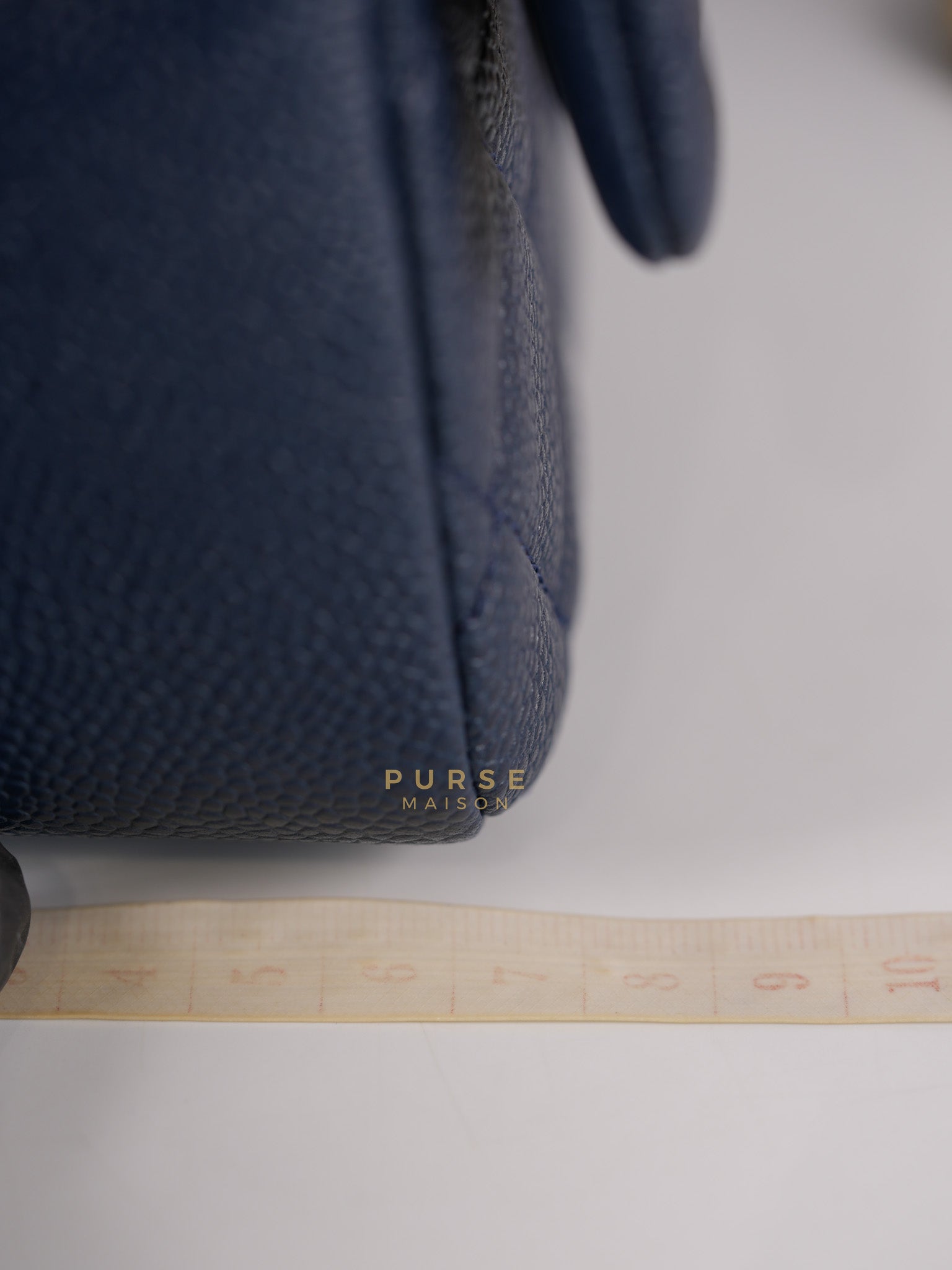 21A Chain Soul Flap in Navy Blue Quilted Caviar Leather and Aged Gold Hardware Microchip | Purse Maison Luxury Bags Shop