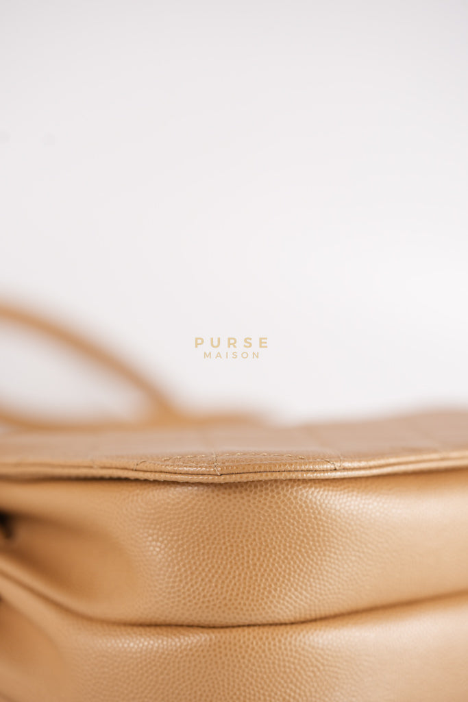 21K Beige Small Messenger Bag Caviar & Aged Gold Hardware (Microchip) | Purse Maison Luxury Bags Shop
