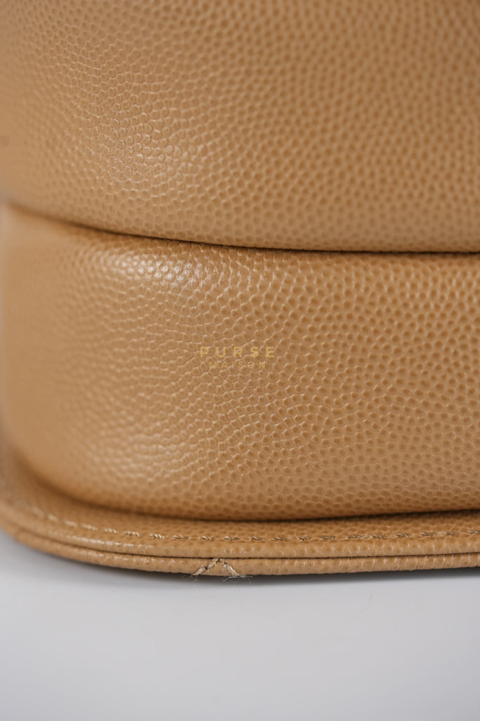 21K Beige Small Messenger Bag Caviar & Aged Gold Hardware (Microchip) | Purse Maison Luxury Bags Shop