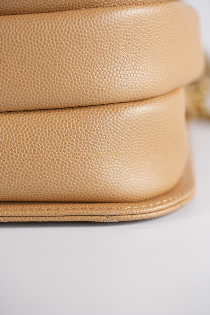 21K Beige Small Messenger Bag Caviar & Aged Gold Hardware (Microchip) | Purse Maison Luxury Bags Shop