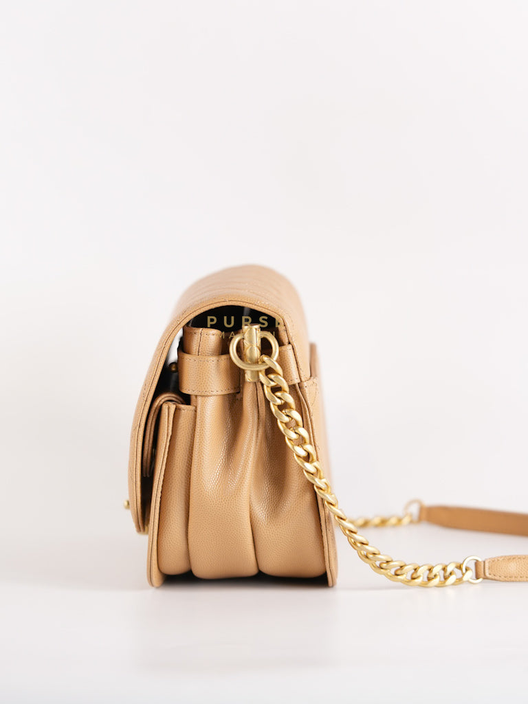 21K Beige Small Messenger Bag Caviar & Aged Gold Hardware (Microchip) | Purse Maison Luxury Bags Shop