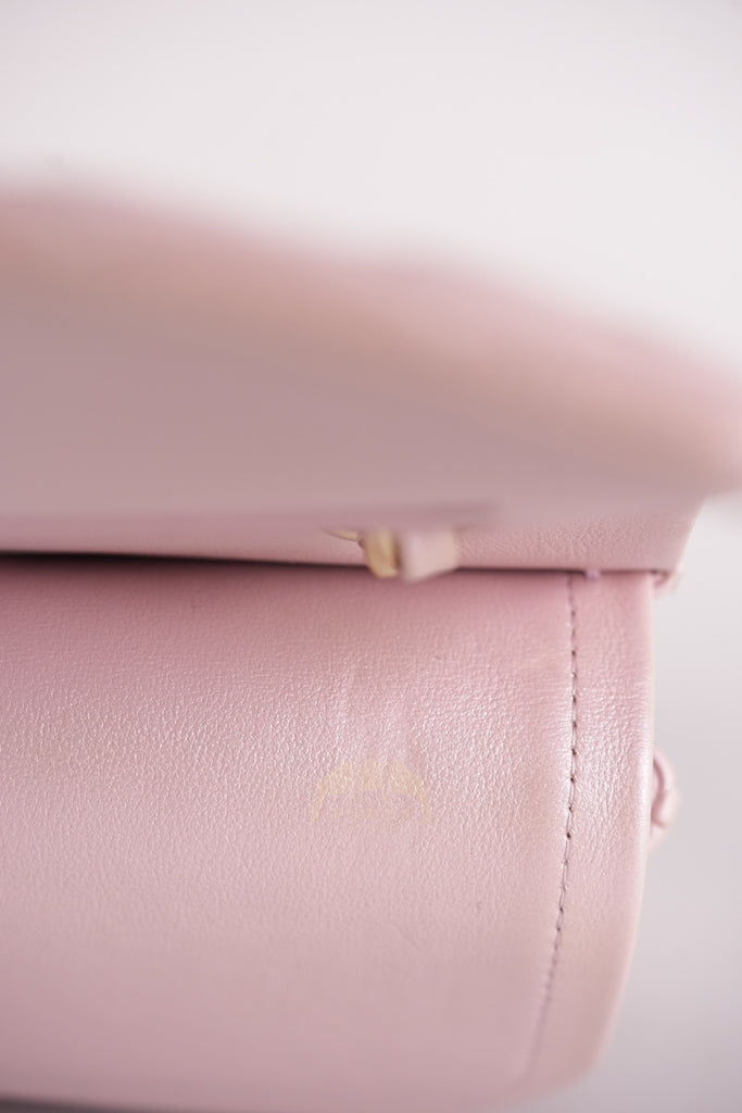 21S Classic Medium Double Flap in Rose Clair Iridescent Lambskin Leather and Light Gold Hardware Series 31 | Purse Maison Luxury Bags Shop