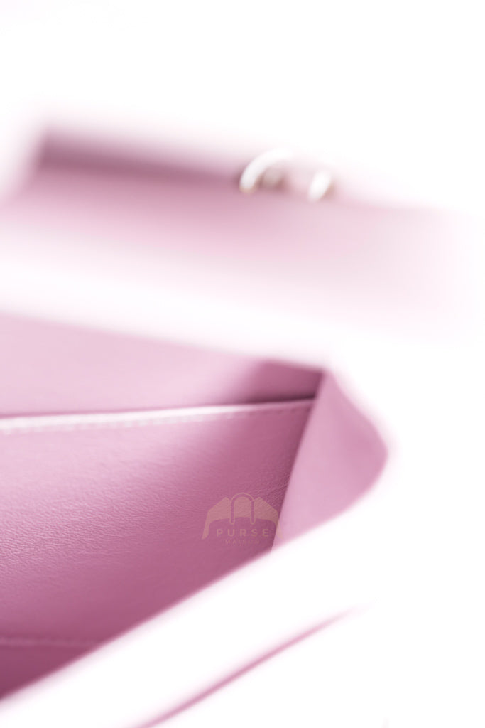 21S Classic Medium Double Flap in Rose Clair Iridescent Lambskin Leather and Light Gold Hardware Series 31 | Purse Maison Luxury Bags Shop