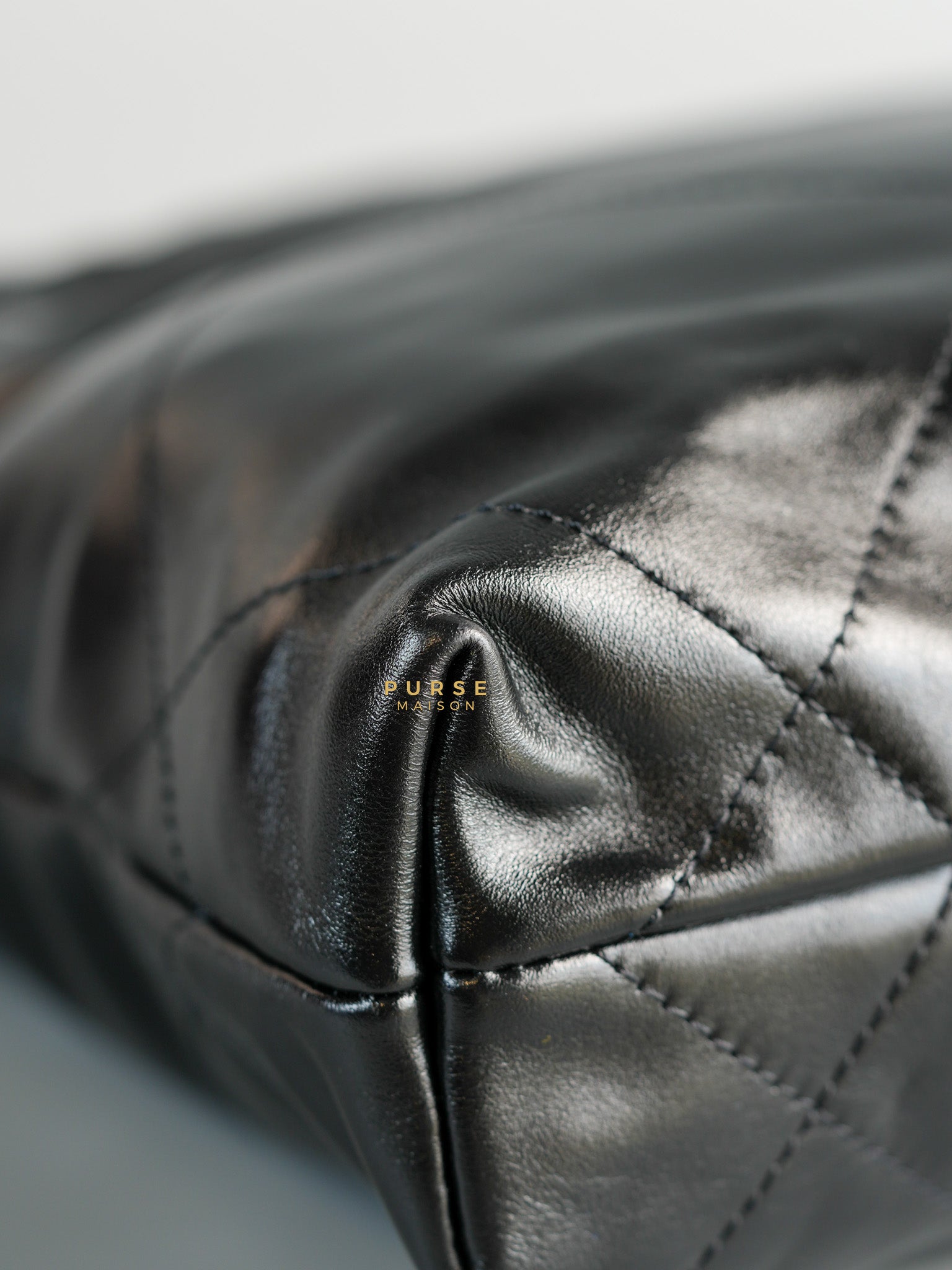 Mini 22 Black Leather Handbag in Gold Hardware (Microchip) | Purse Maison Luxury Bags Shop