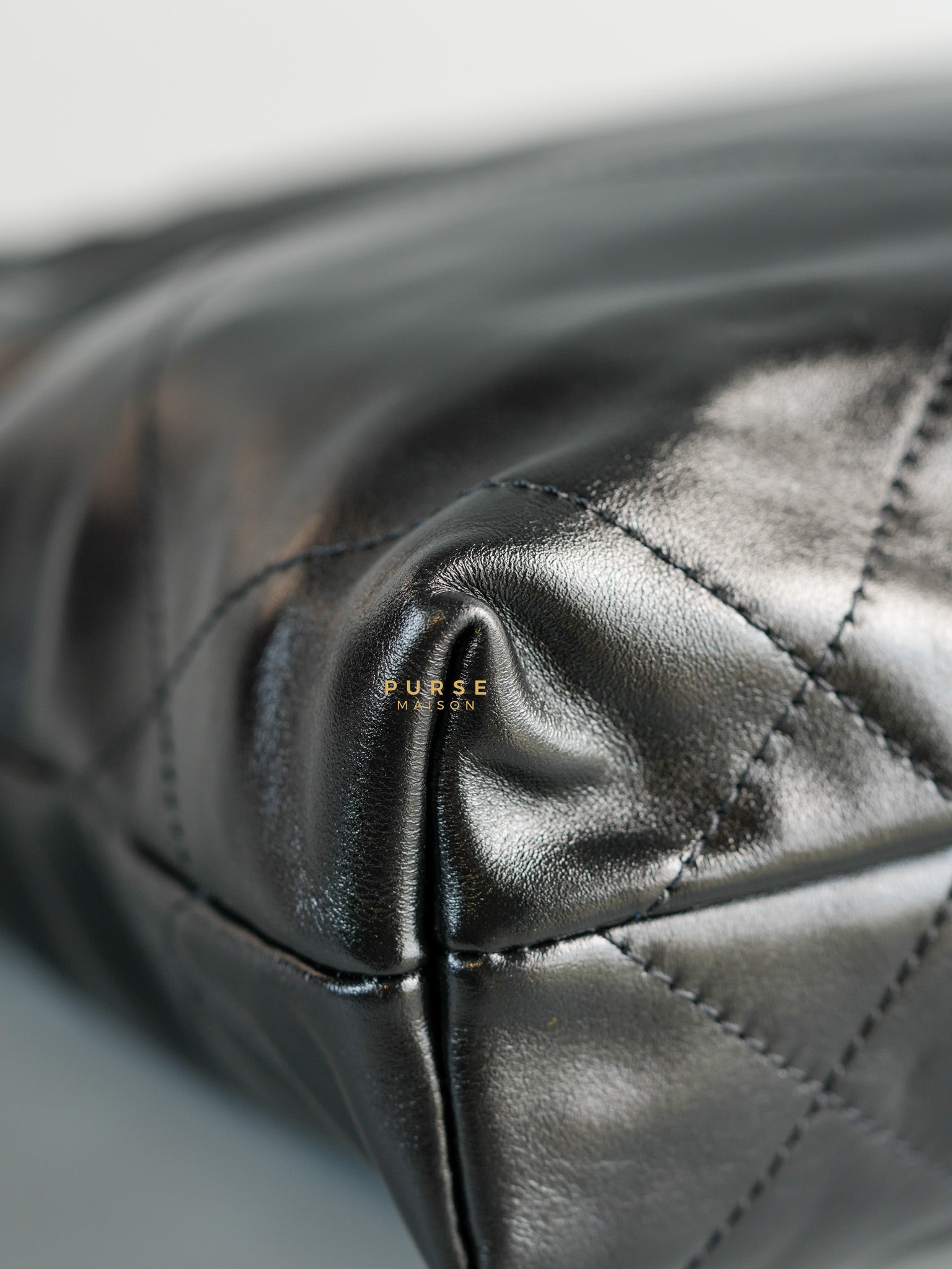 Mini 22 Black Leather Handbag in Gold Hardware (Microchip) | Purse Maison Luxury Bags Shop