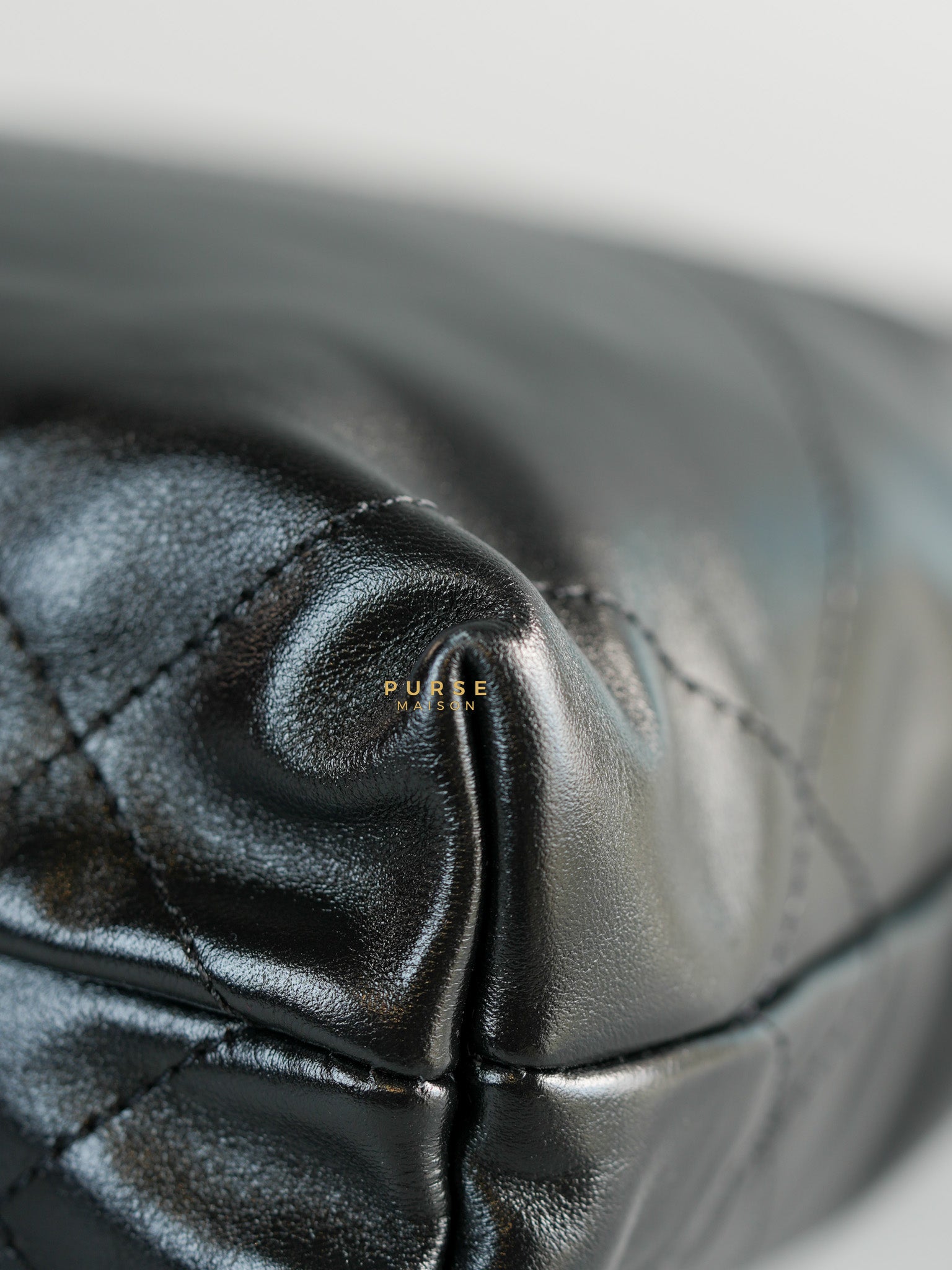 Mini 22 Black Leather Handbag in Gold Hardware (Microchip) | Purse Maison Luxury Bags Shop