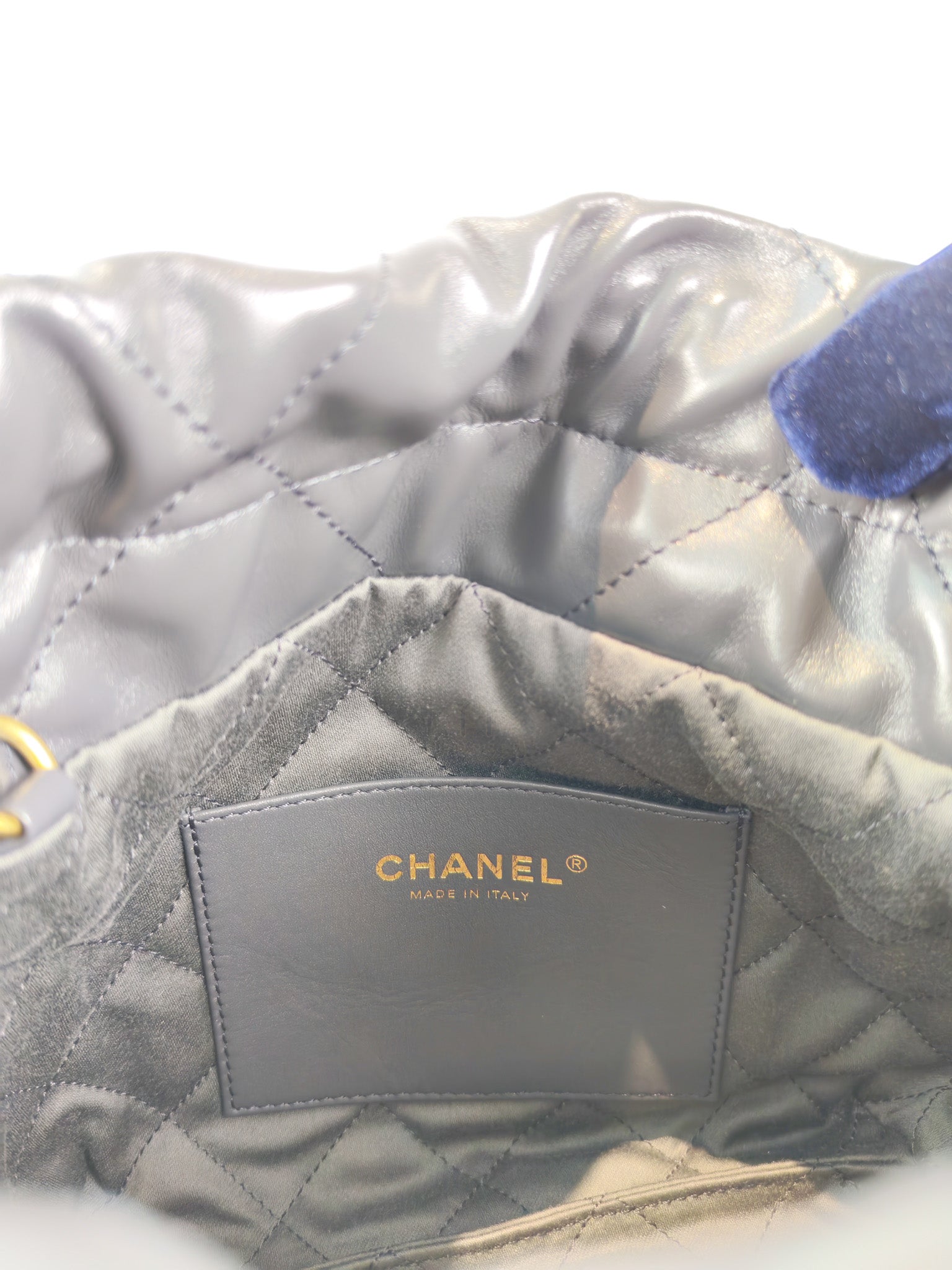 22 Mini in Dark Gray Calfskin Leather Aged Gold Hardware (Microchip) | Purse Maison Luxury Bags Shop