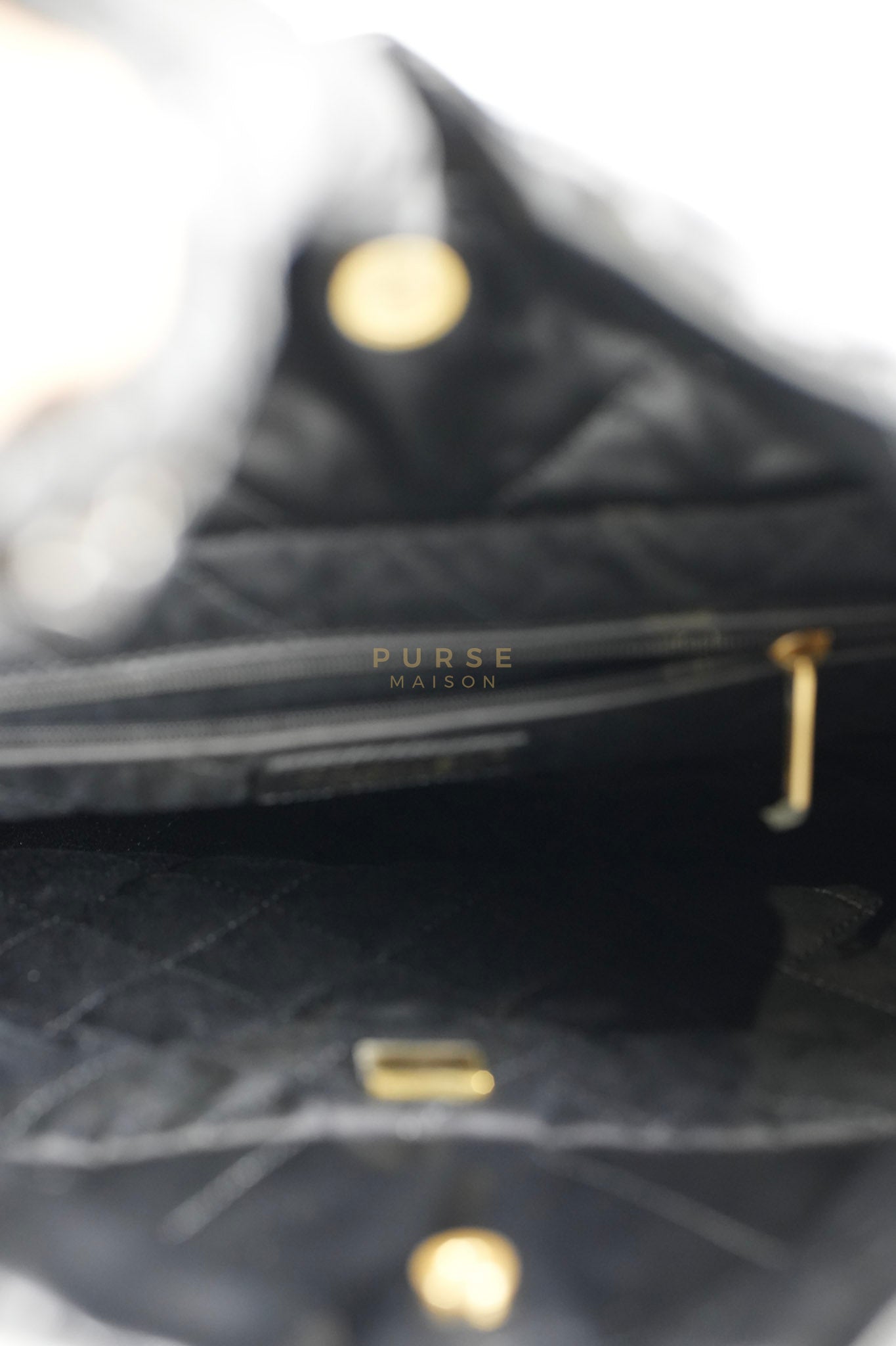 22 Small in Black Lambskin Leather and Aged Gold Hardware (Microchip) | Purse Maison Luxury Bags Shop
