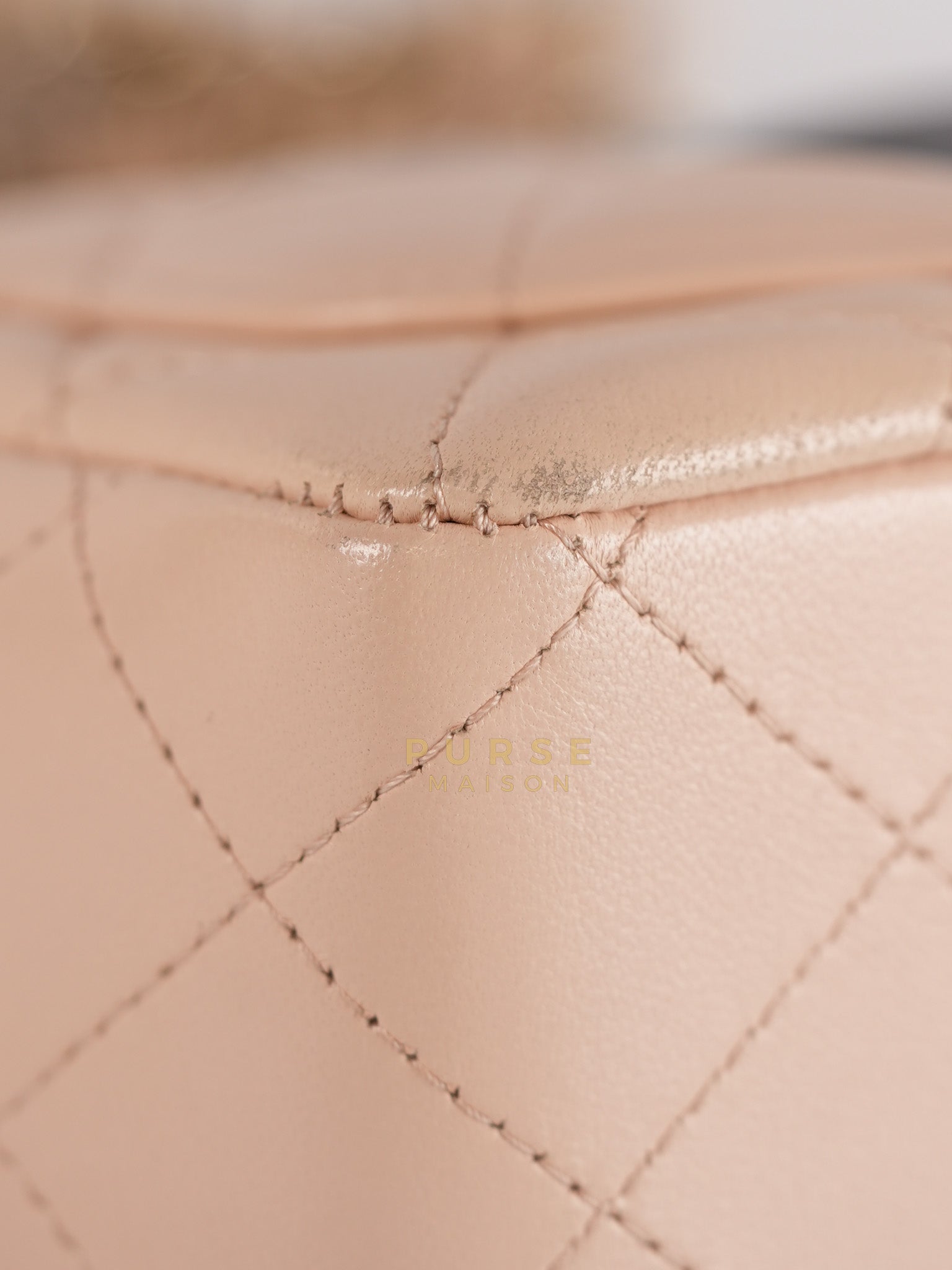 22C Mini Square in Light Beige & Black Lambskin Leather in Light Gold Hardware (Microchip) | Purse Maison Luxury Bags Shop