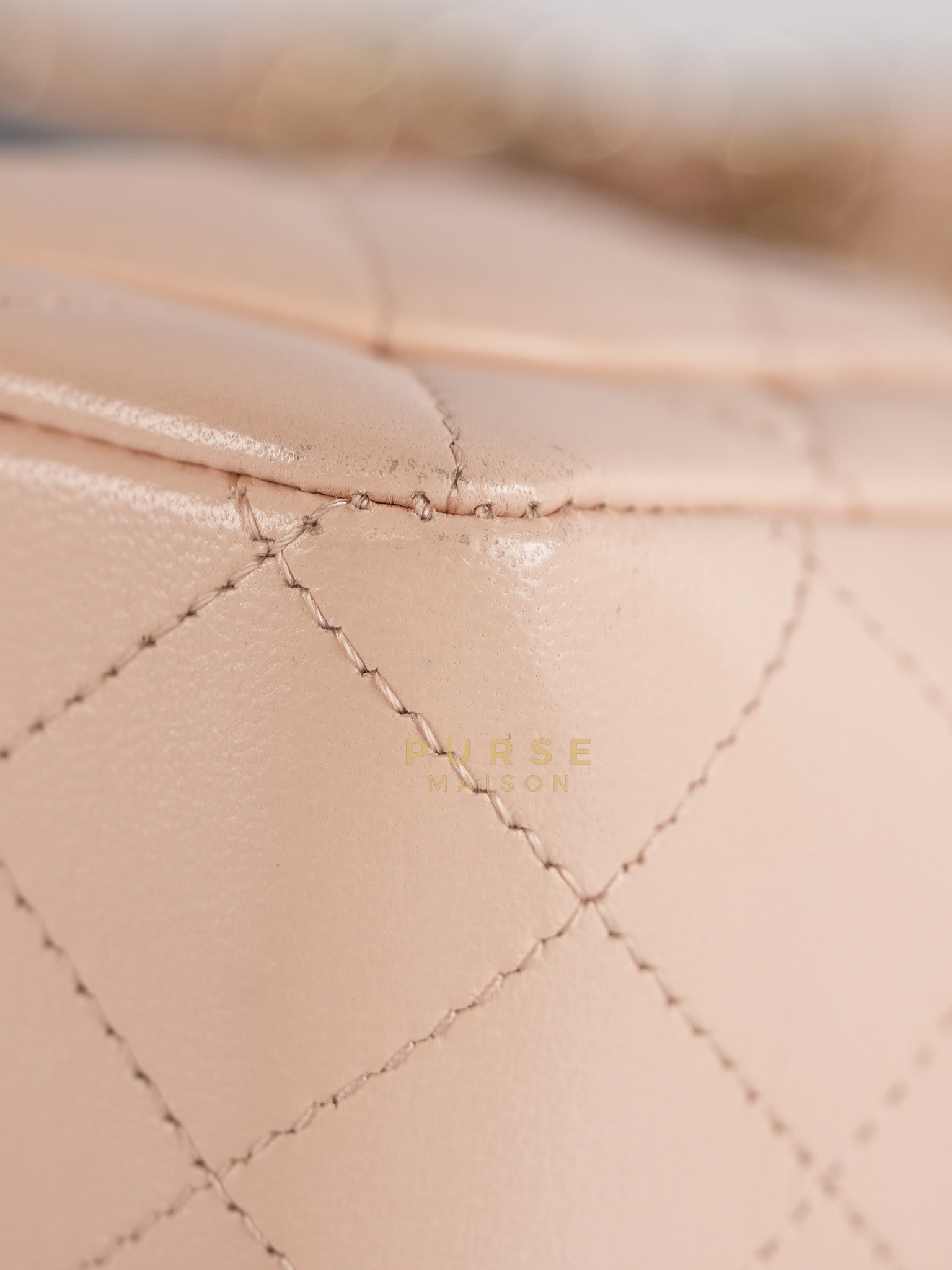 22C Mini Square in Light Beige & Black Lambskin Leather in Light Gold Hardware (Microchip) | Purse Maison Luxury Bags Shop