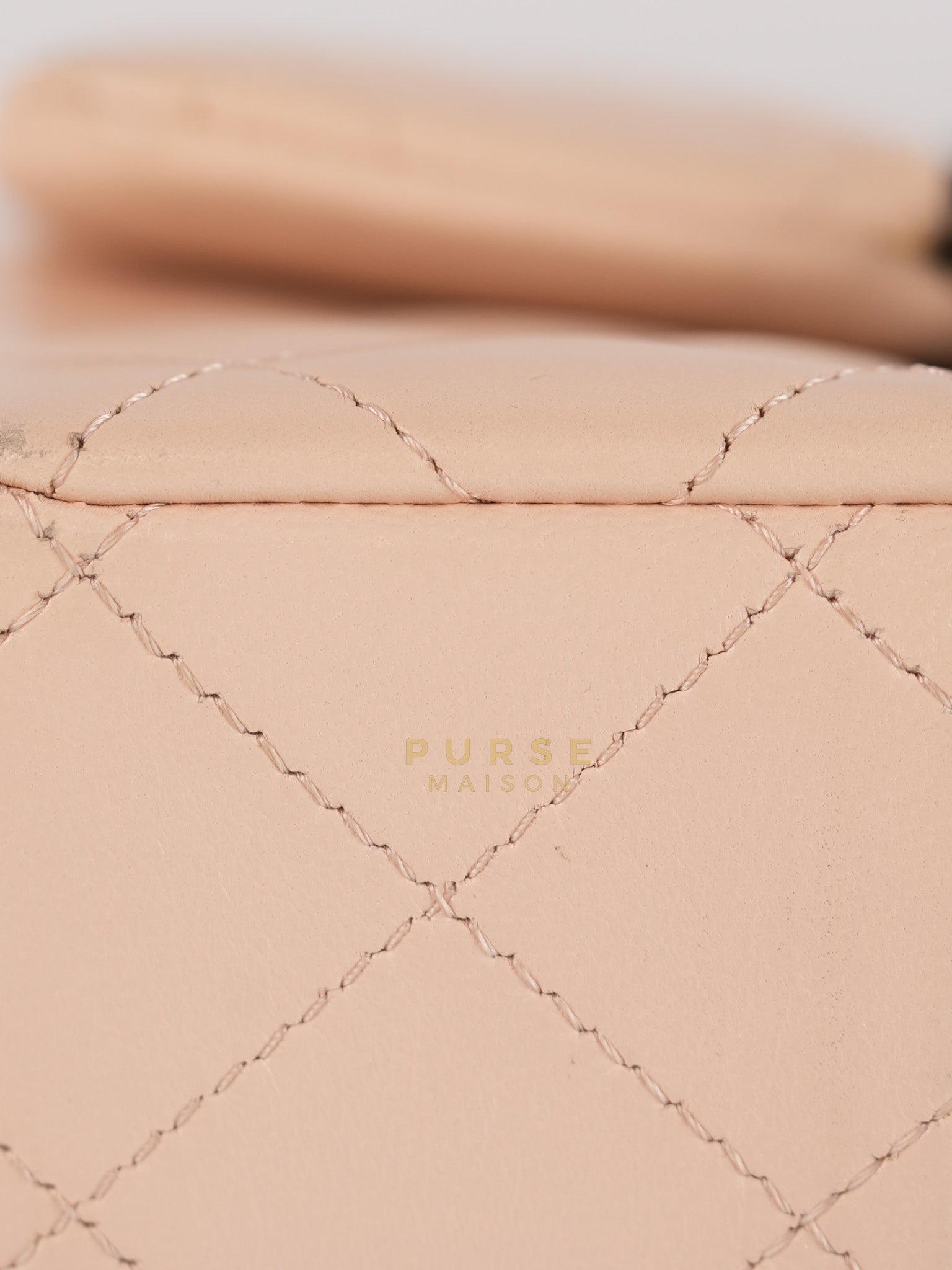 22C Mini Square in Light Beige & Black Lambskin Leather in Light Gold Hardware (Microchip) | Purse Maison Luxury Bags Shop