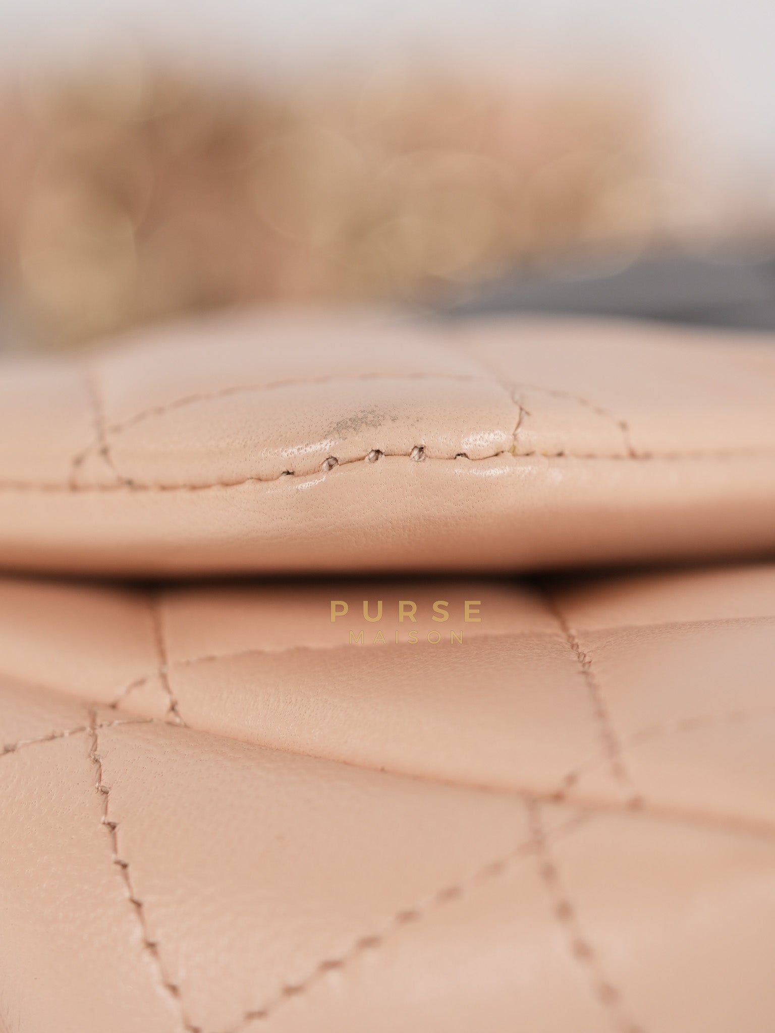 22C Mini Square in Light Beige & Black Lambskin Leather in Light Gold Hardware (Microchip) | Purse Maison Luxury Bags Shop