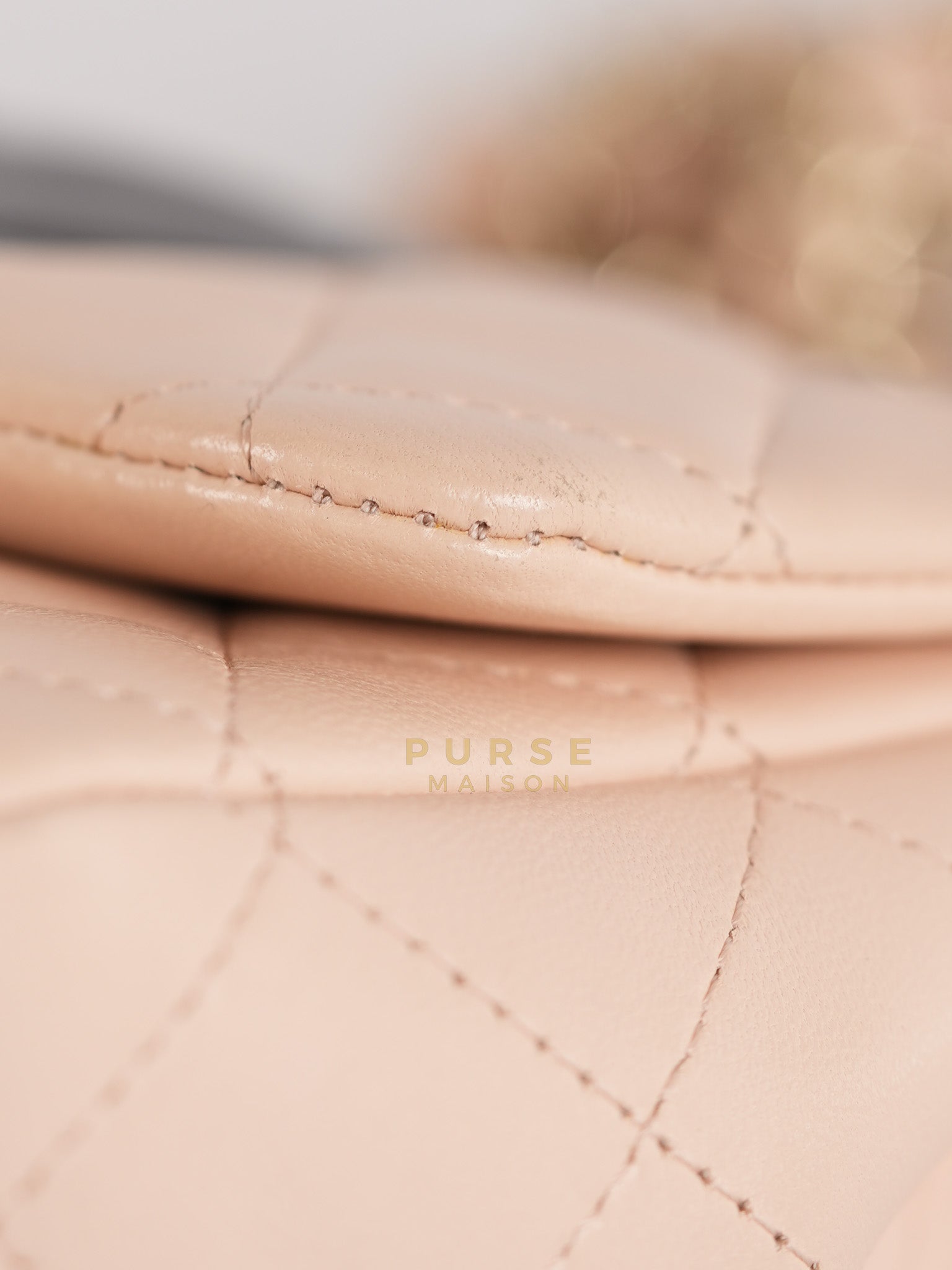 22C Mini Square in Light Beige & Black Lambskin Leather in Light Gold Hardware (Microchip) | Purse Maison Luxury Bags Shop