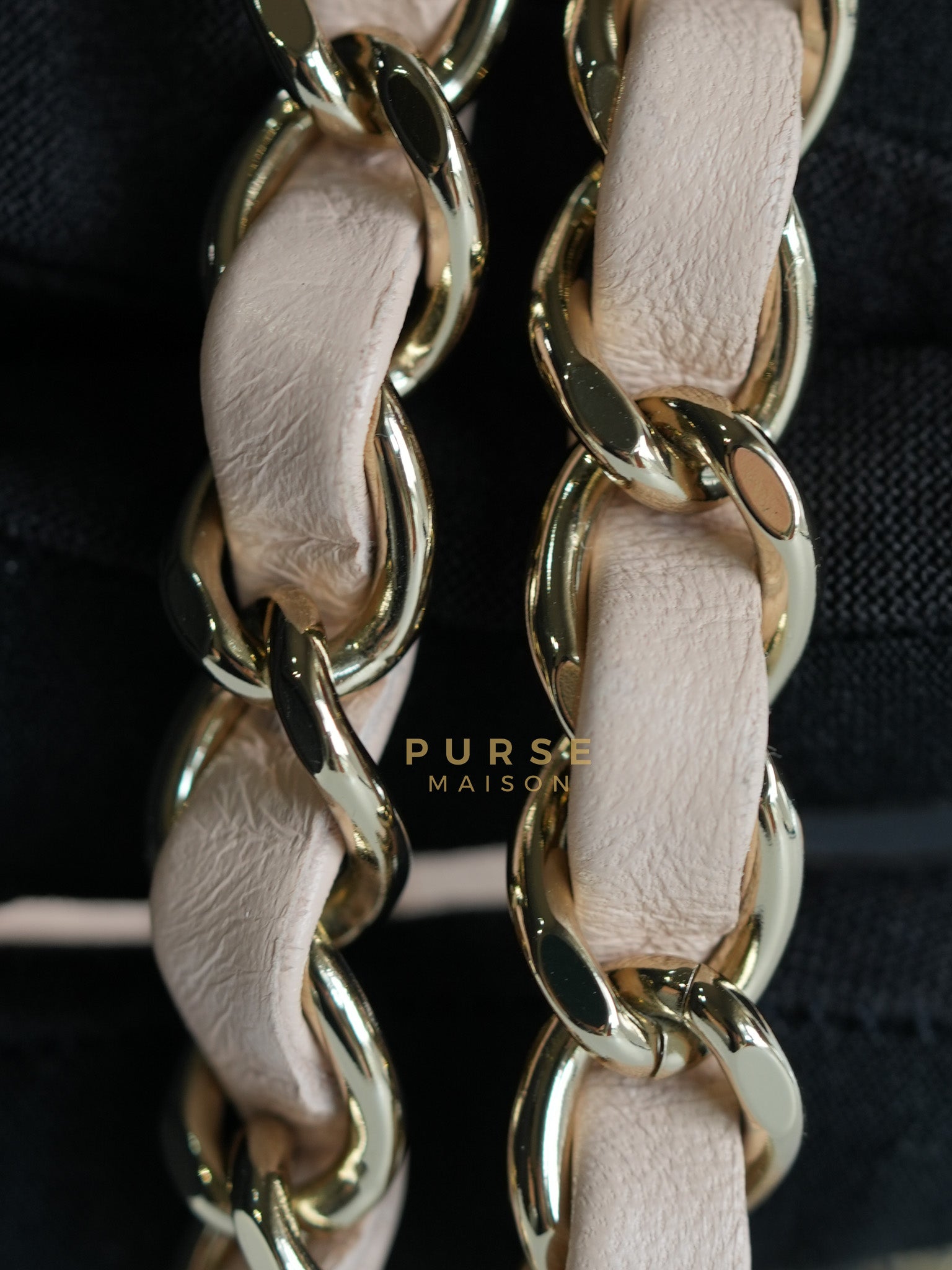 22C Mini Square in Light Beige & Black Lambskin Leather in Light Gold Hardware (Microchip) | Purse Maison Luxury Bags Shop