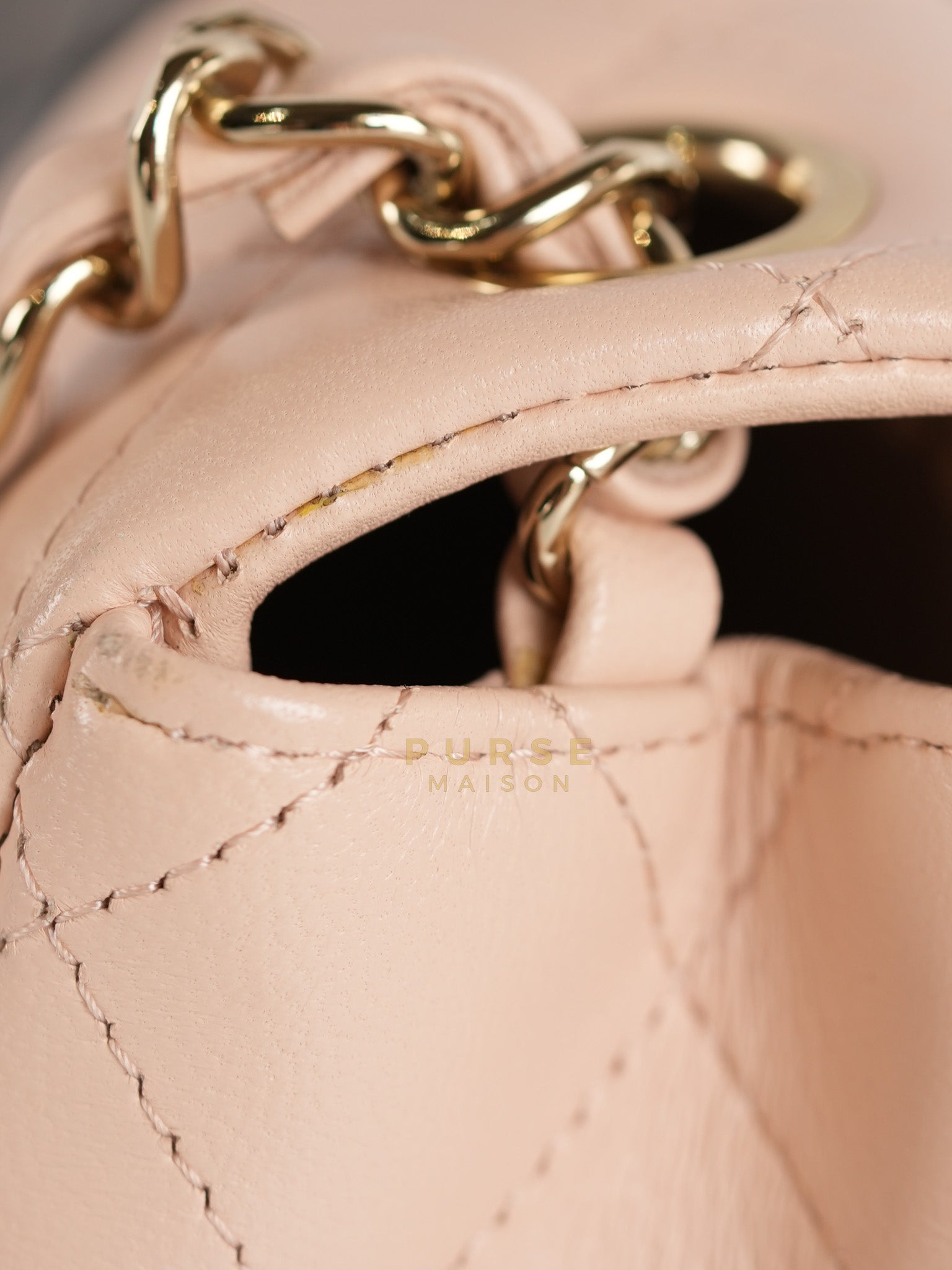 22C Mini Square in Light Beige & Black Lambskin Leather in Light Gold Hardware (Microchip) | Purse Maison Luxury Bags Shop