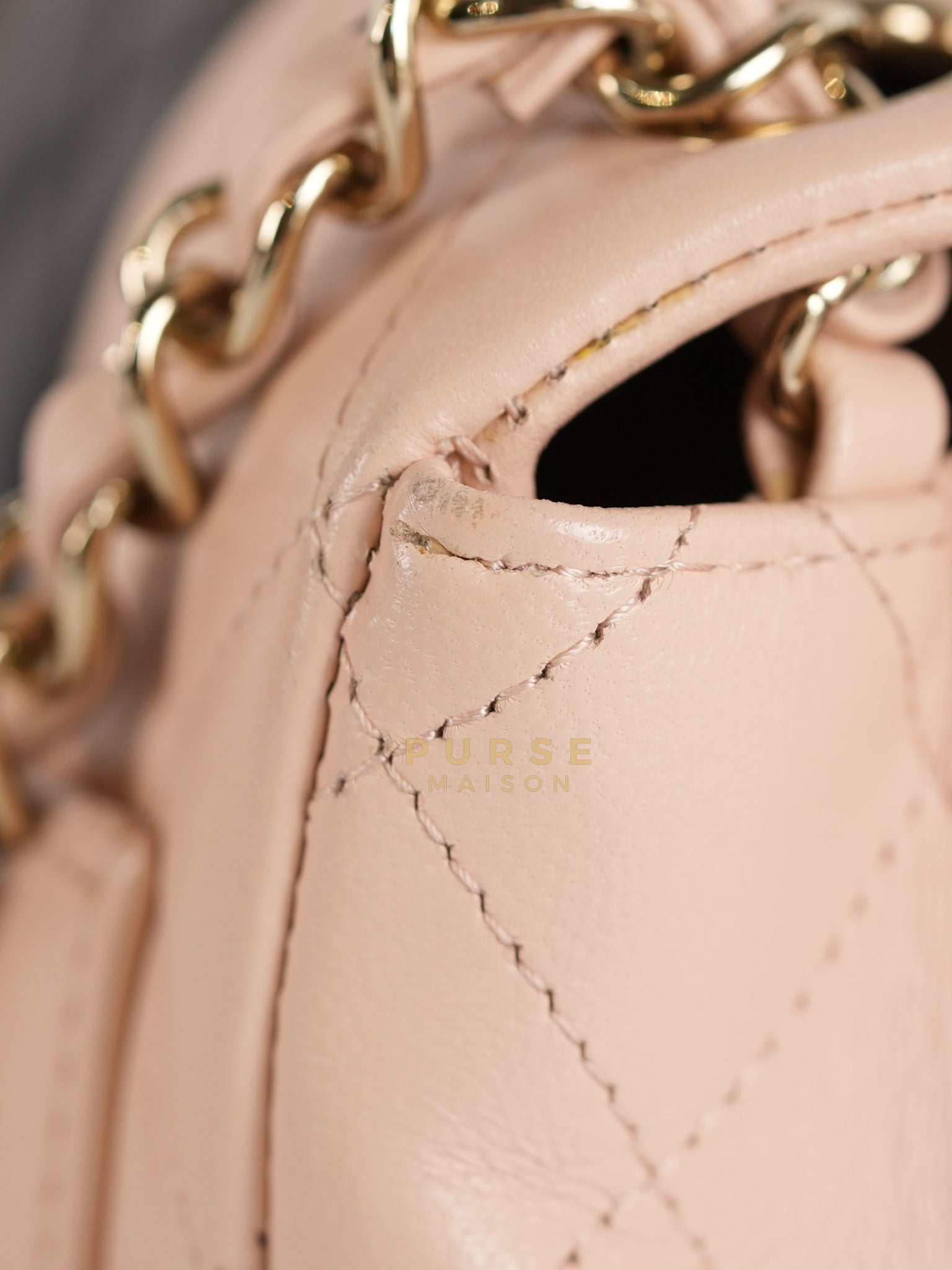 22C Mini Square in Light Beige & Black Lambskin Leather in Light Gold Hardware (Microchip) | Purse Maison Luxury Bags Shop