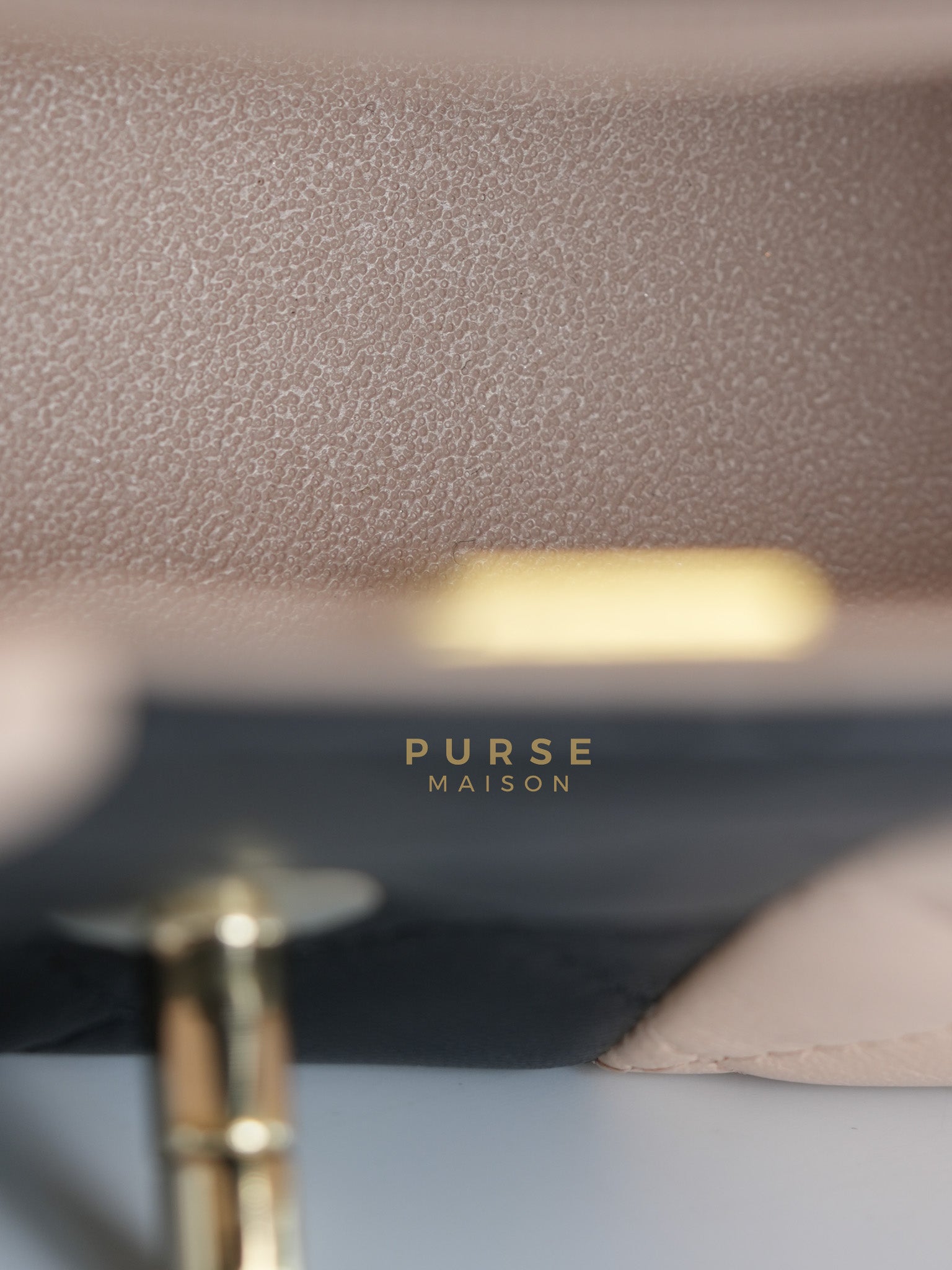 22C Mini Square in Light Beige & Black Lambskin Leather in Light Gold Hardware (Microchip) | Purse Maison Luxury Bags Shop