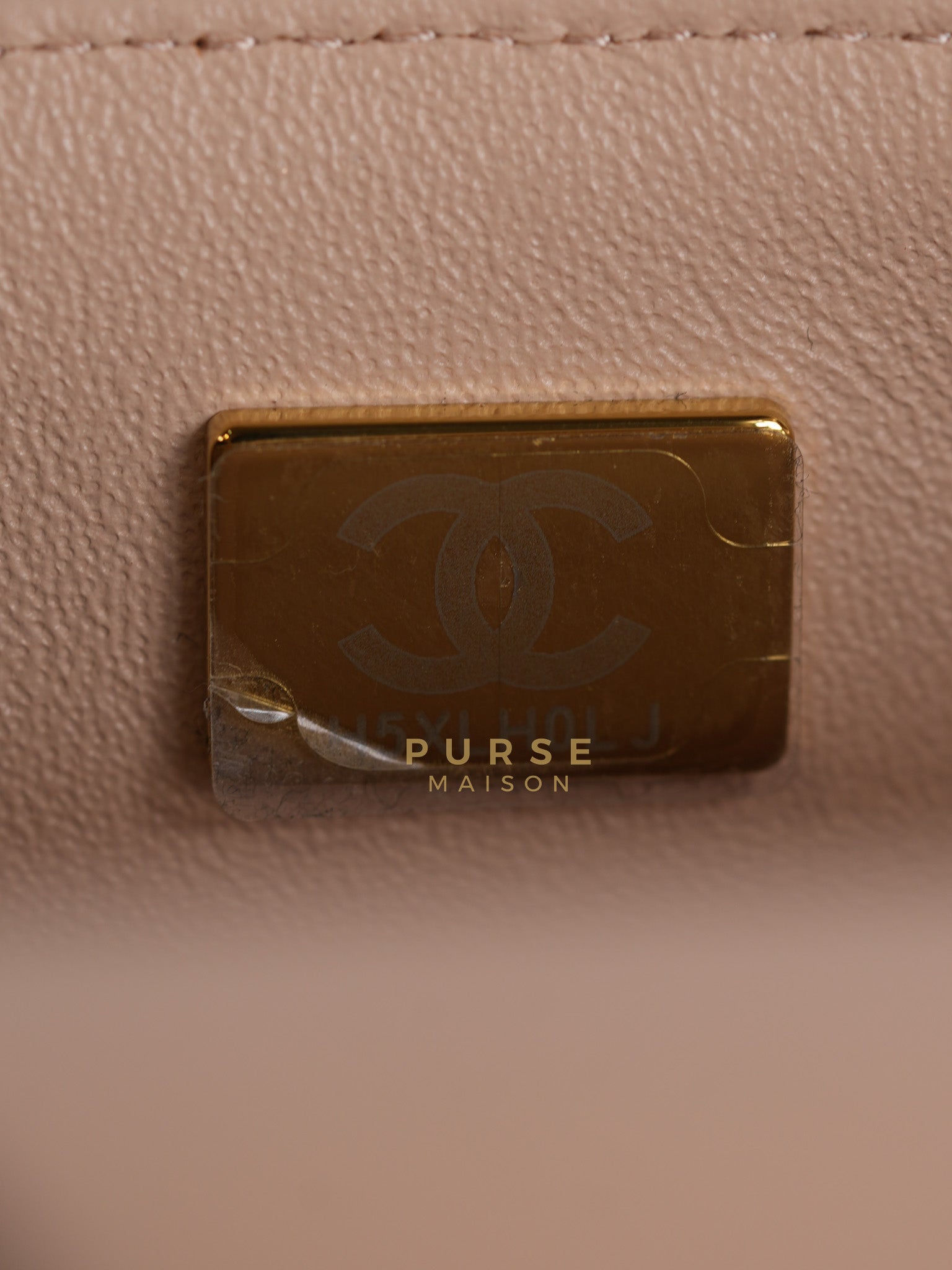 22C Mini Square in Light Beige & Black Lambskin Leather in Light Gold Hardware (Microchip) | Purse Maison Luxury Bags Shop