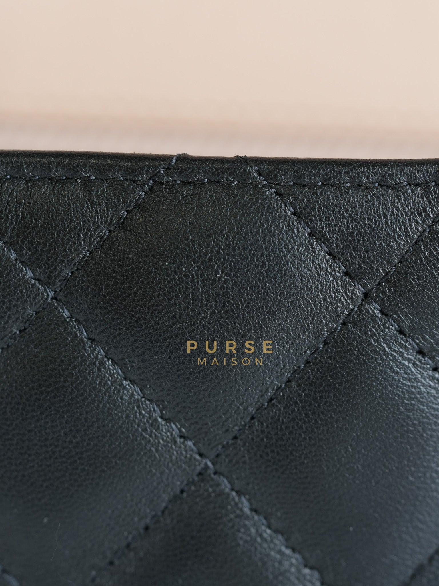 22C Mini Square in Light Beige & Black Lambskin Leather in Light Gold Hardware (Microchip) | Purse Maison Luxury Bags Shop